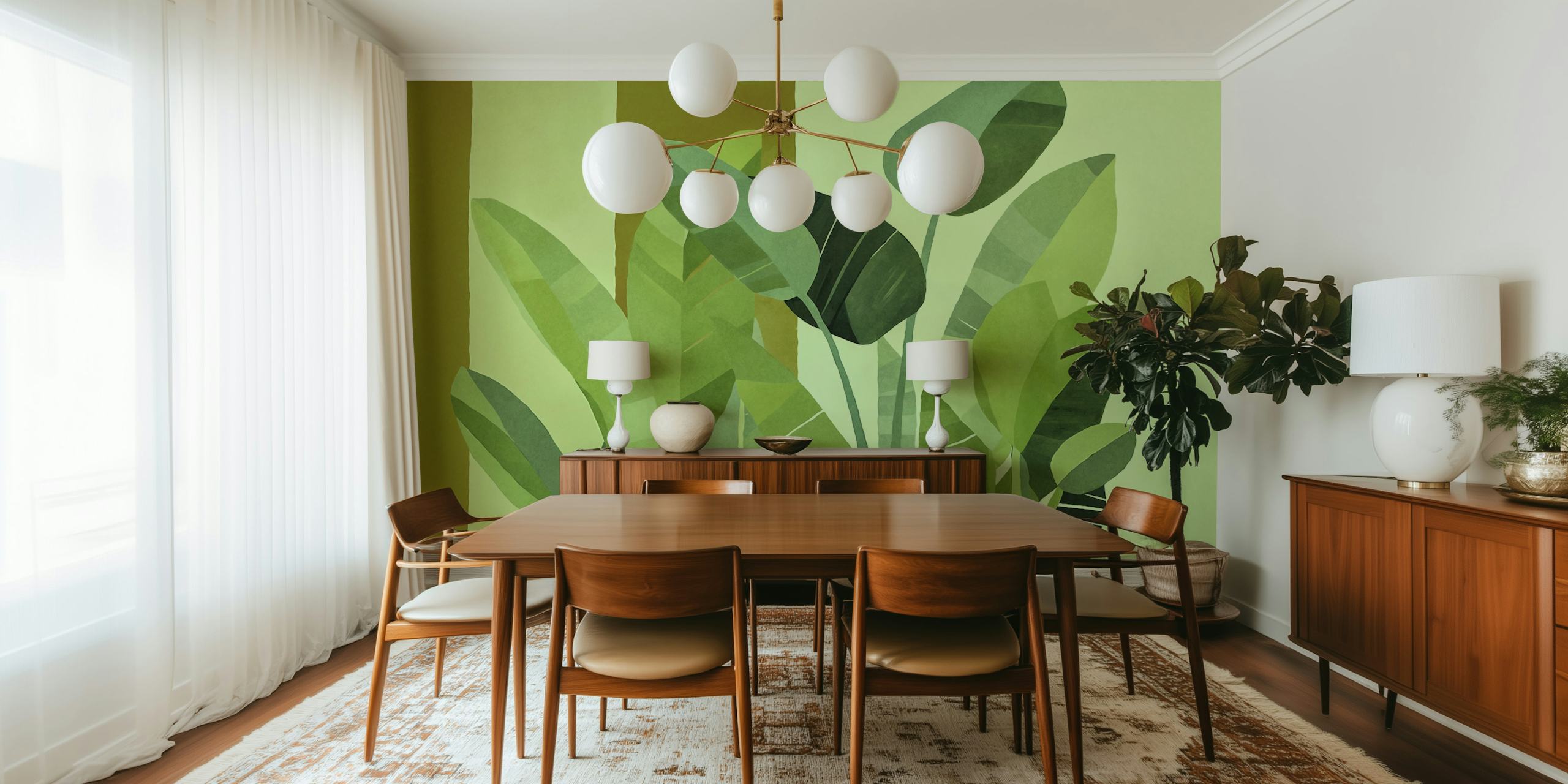 Fresh foliage wallpaper with green leaves