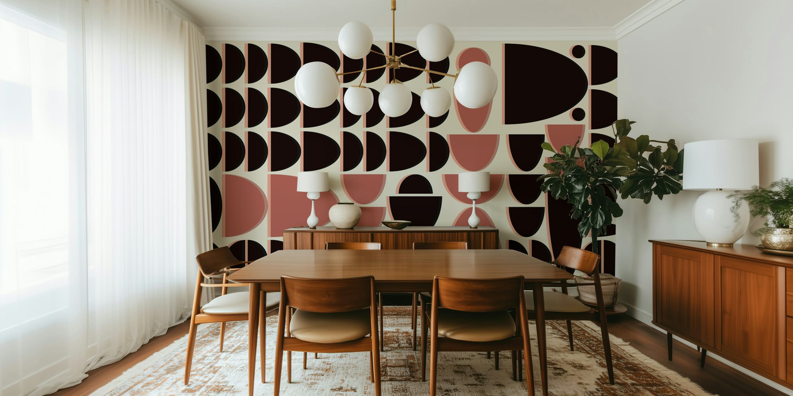 Geometric shapes in brown and beige tones wallpaper