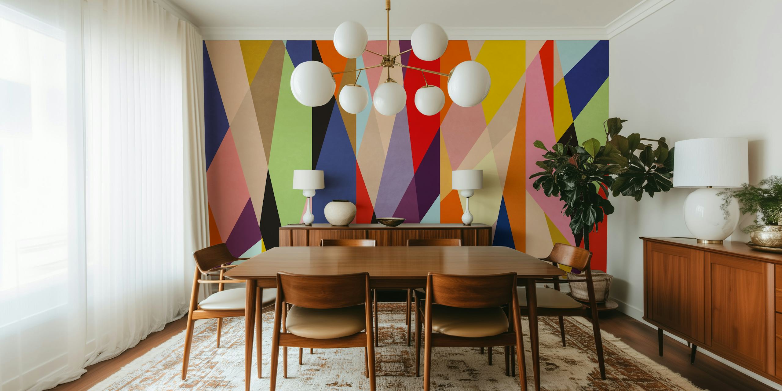 Colorful geometric patterns with vibrant triangles wallpaper