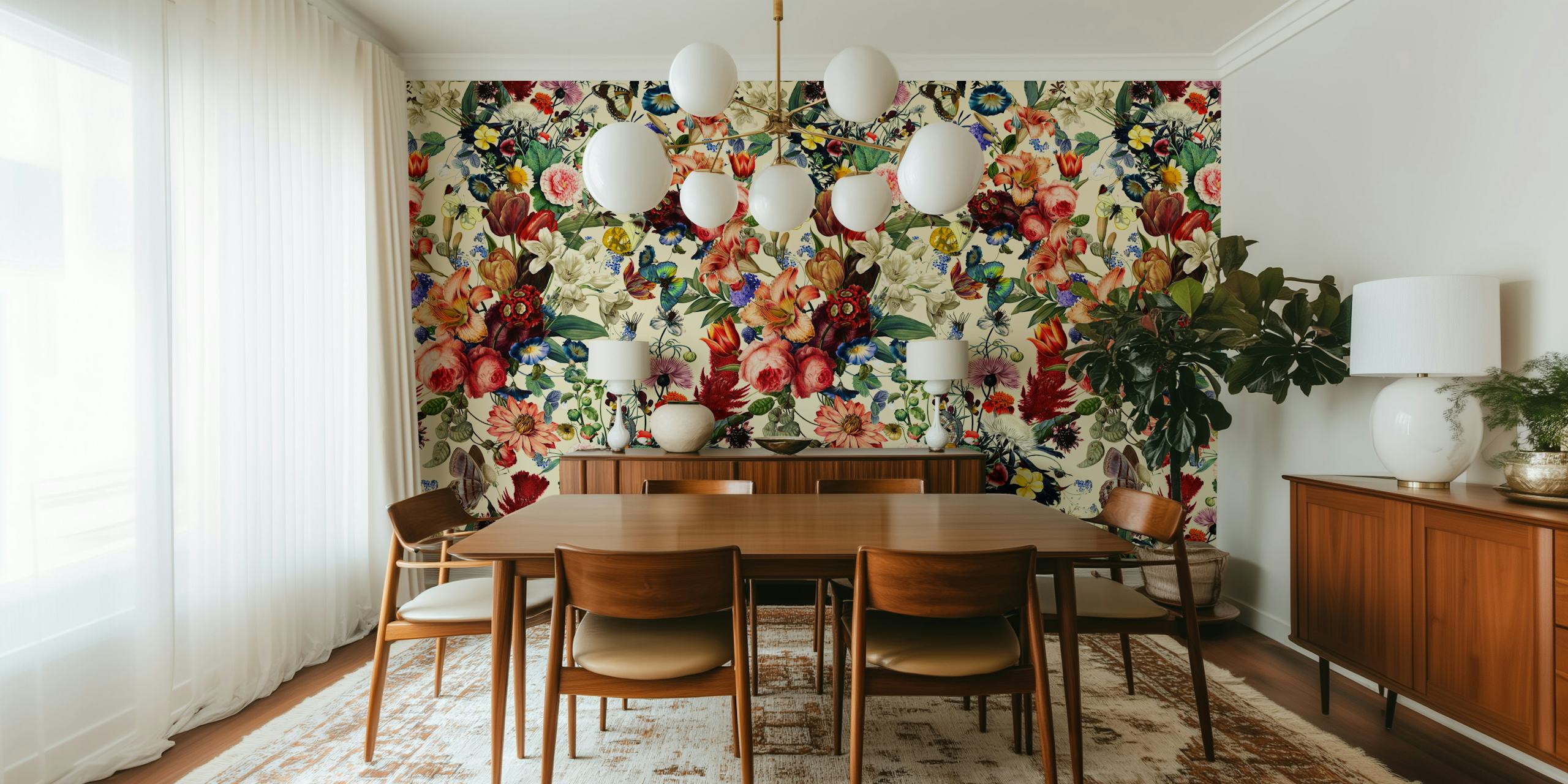 Papel pintado Flower Garden Serenade en una habitación