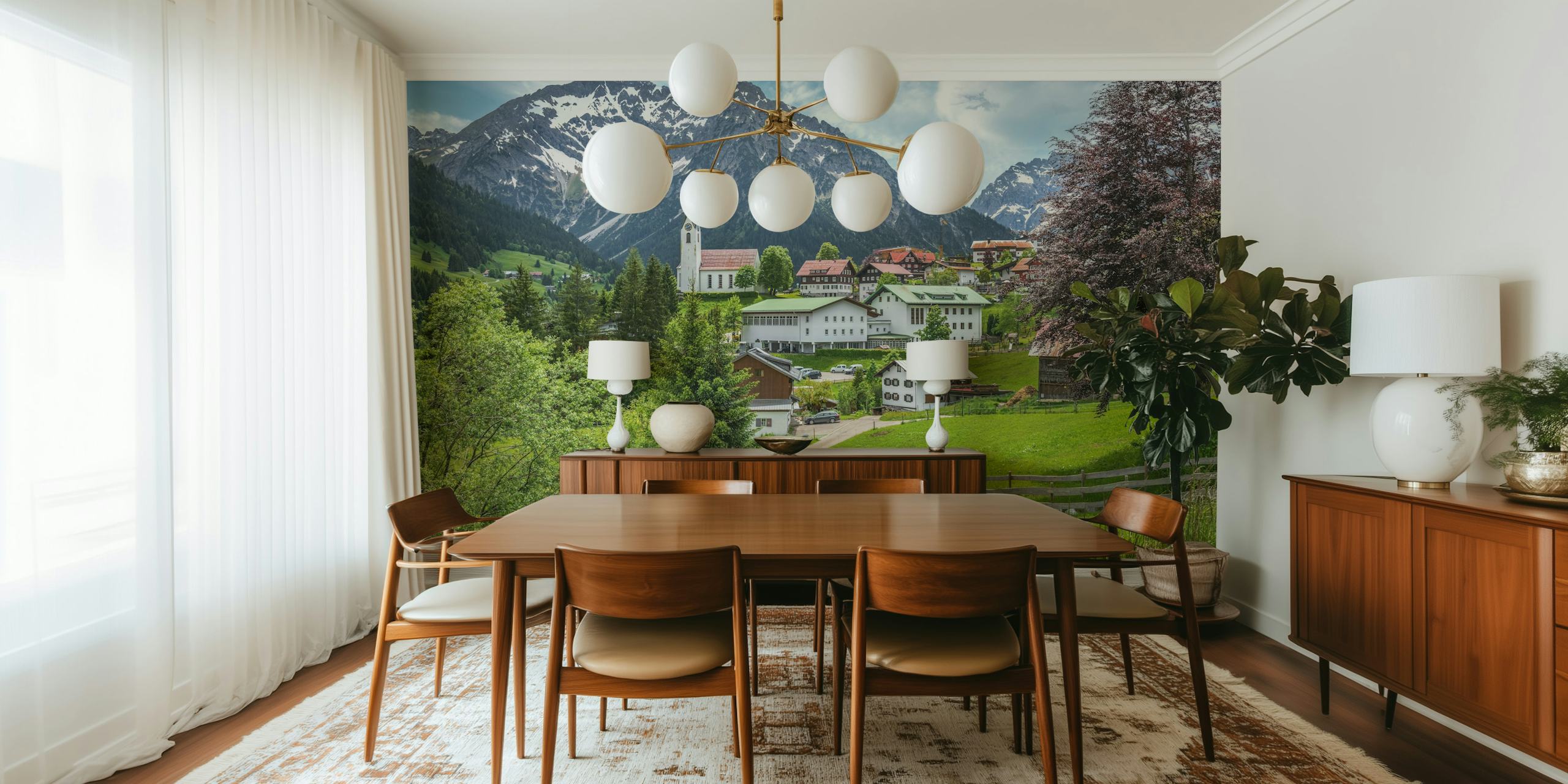 Hirschegg Austria schilderachtige wandbekleding in een kamer