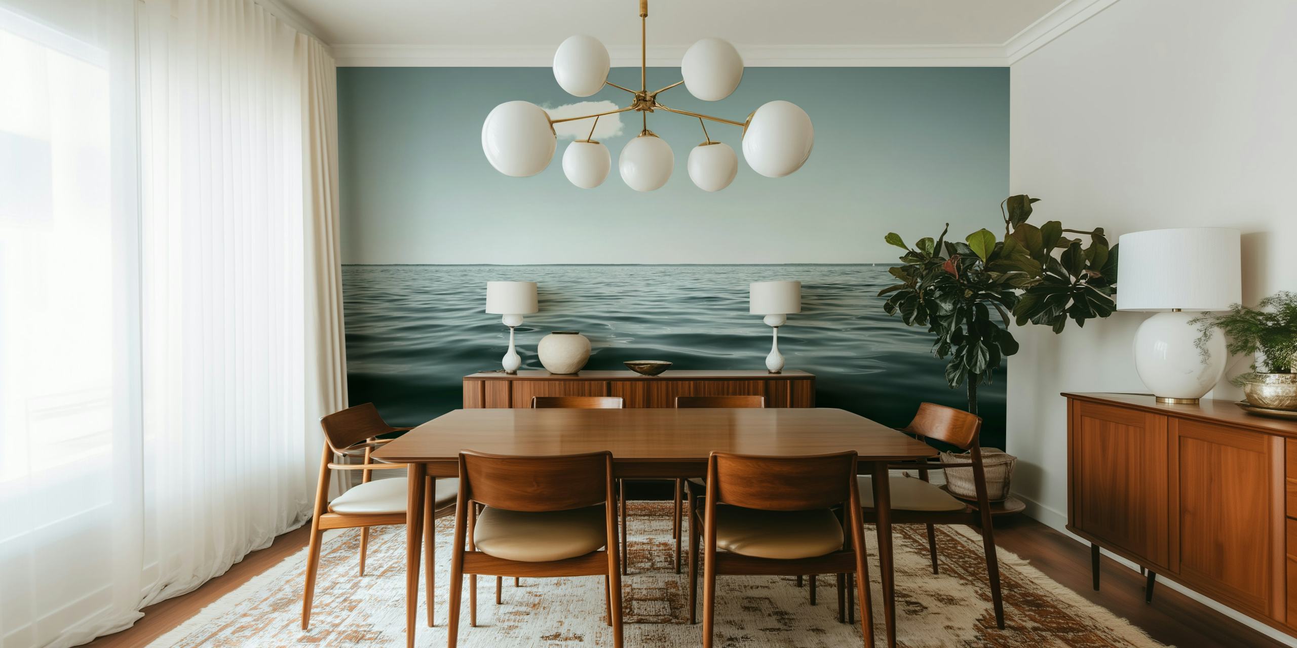 Rustige Meer Scène Wallpaper in de Tentoonstellingsruimte