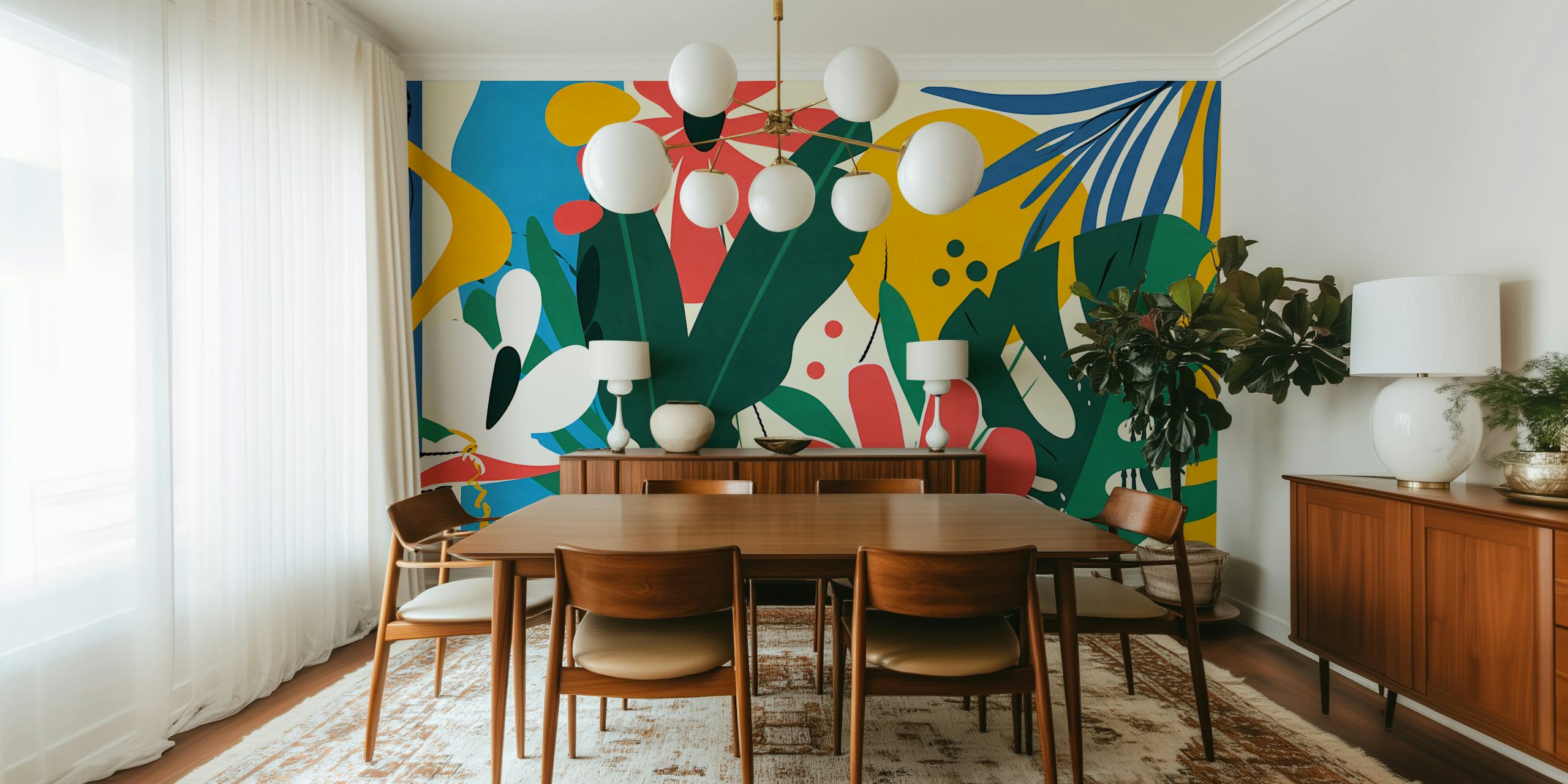 Vibrant Minimal Tropical Garden wallpaper in a room