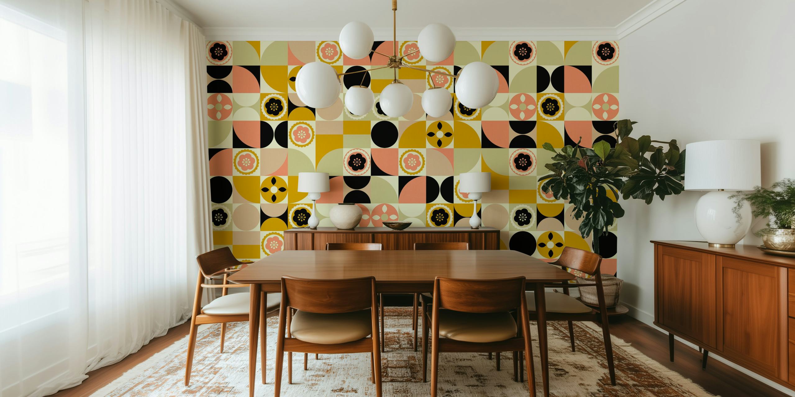 Contemporary Floral Bauhaus tapetdesign