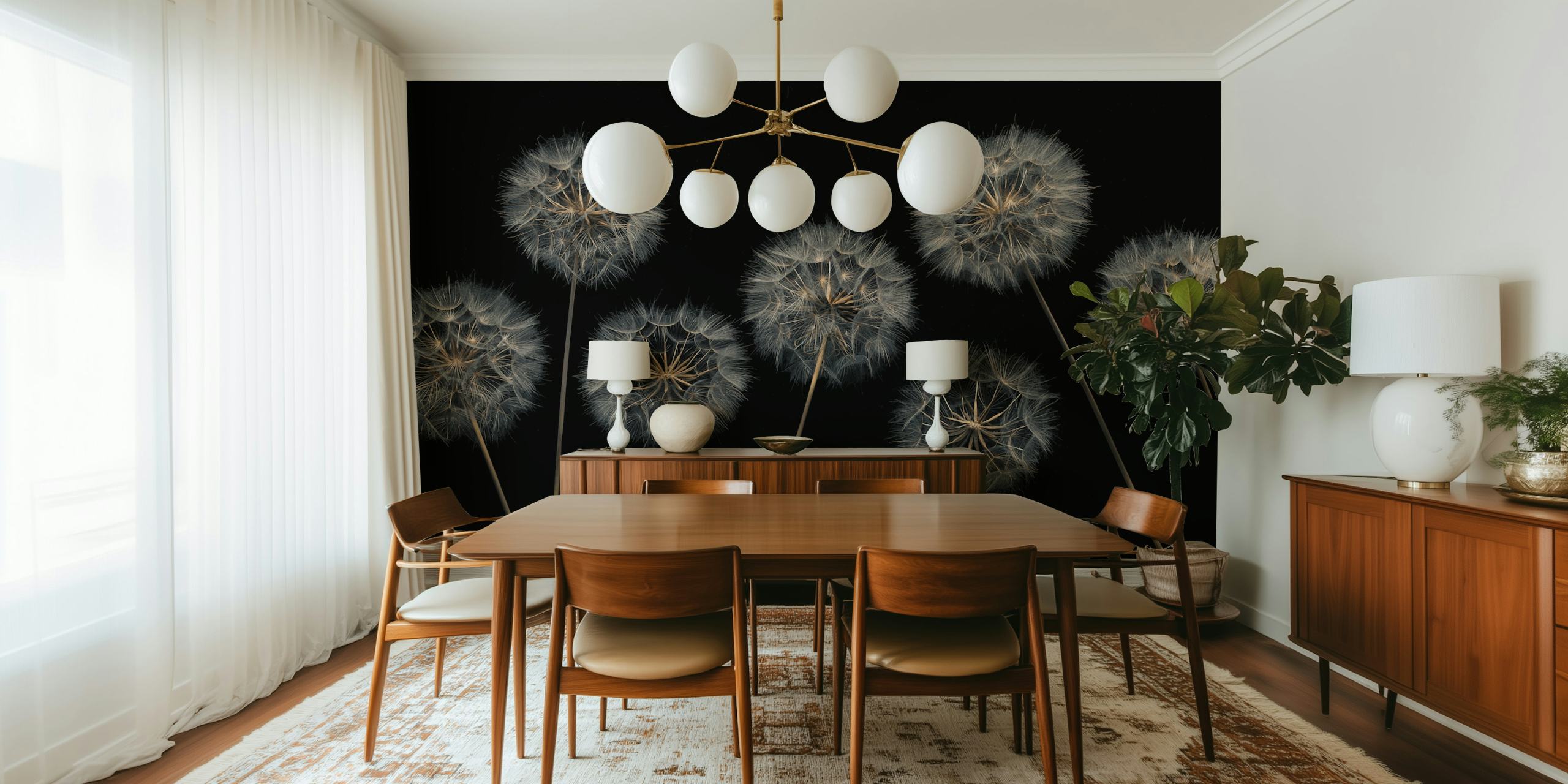 Dandelion flowers tapet i ett rum