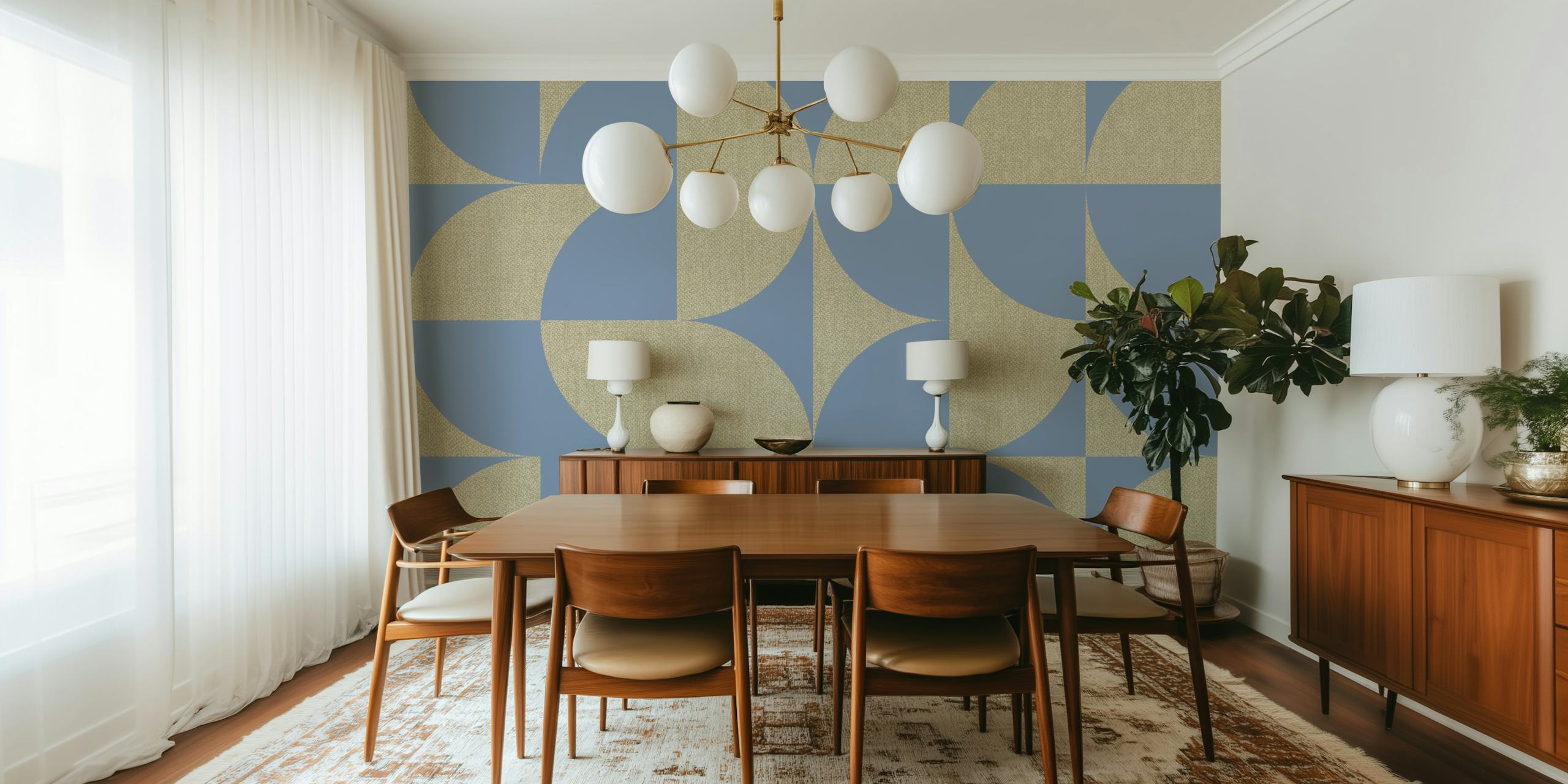 Mid-Century Muted Scandinavian Geometry Tapete