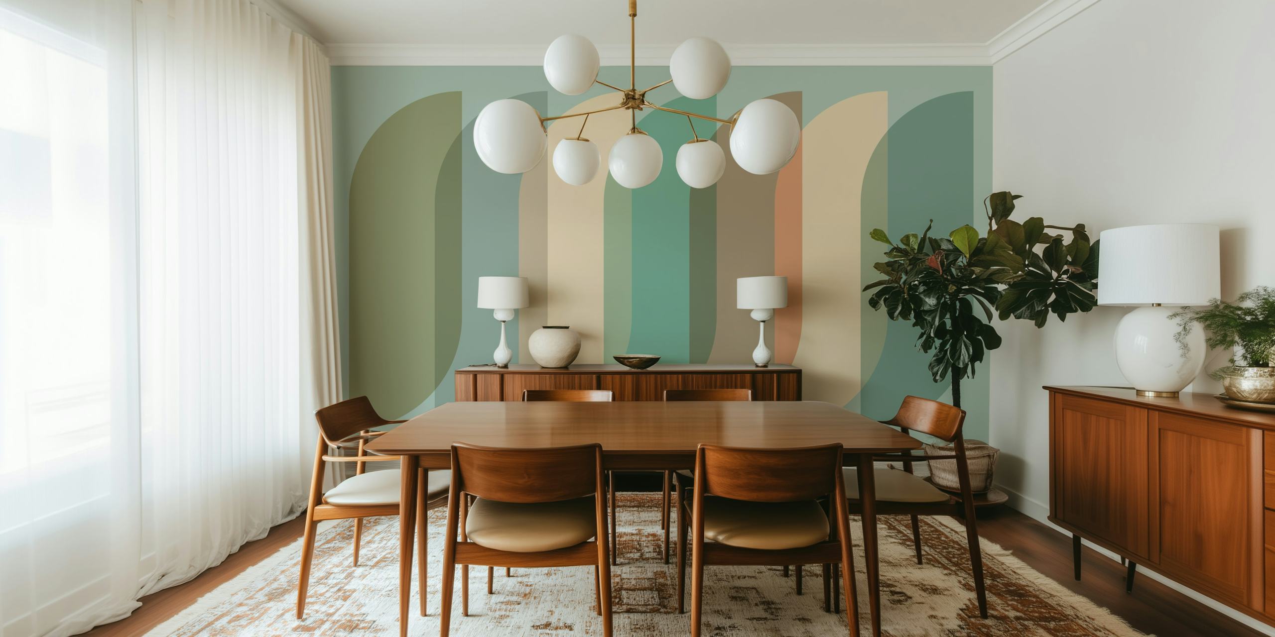 Papel de parede Subtle Tones Abstract Arch em um ambiente elegante