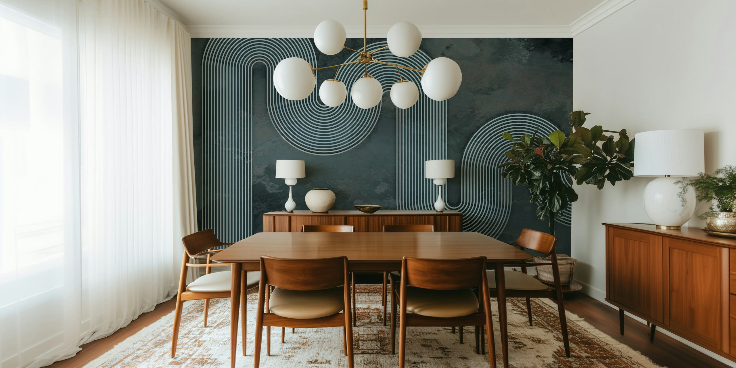 Abstract Wavy Lines Decor w pokoju