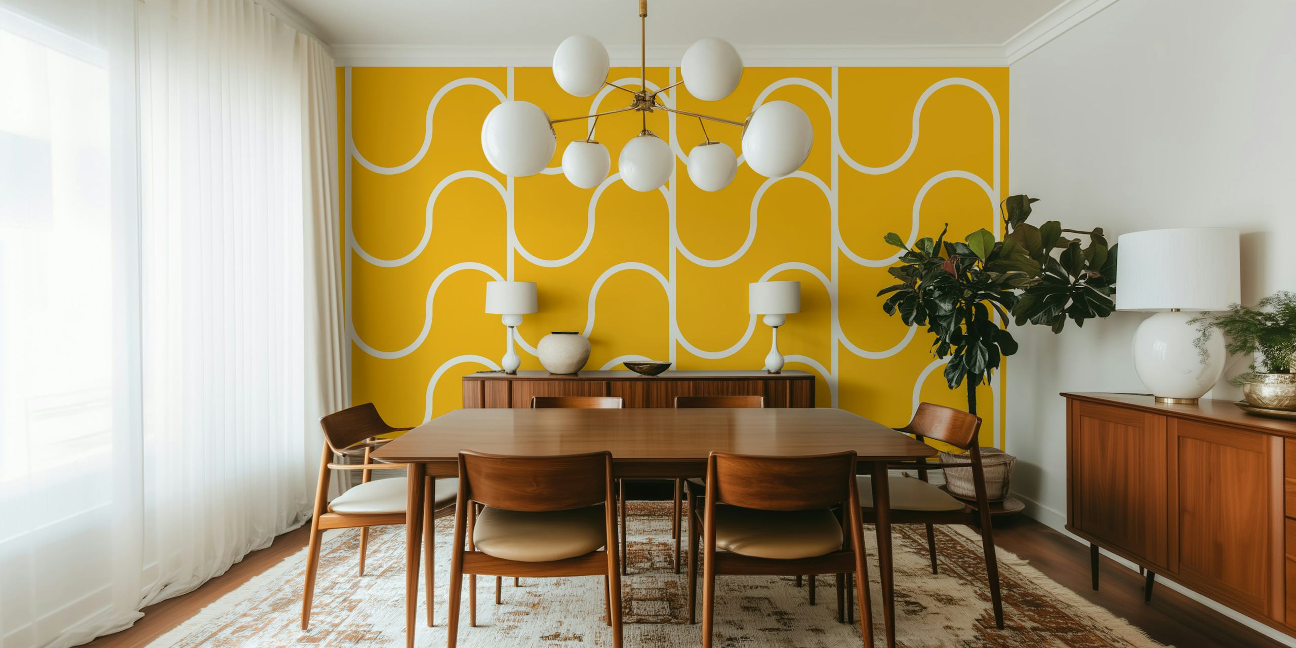 Wavy Chic Geometric carta da parati in una stanza
