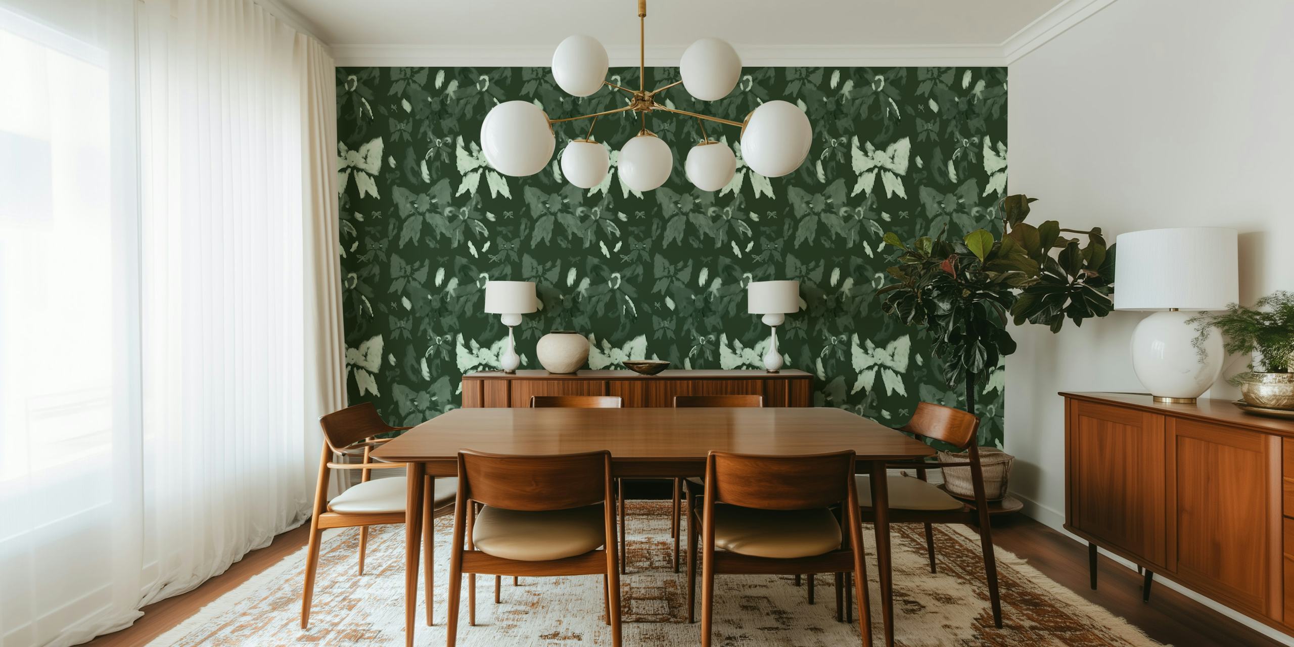 Emerald Moth Haven wallpaper dans une pièce