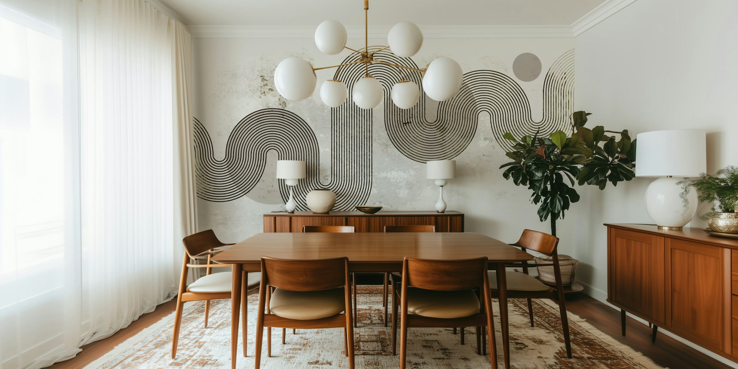 Monochrome Flow Design tapet i ett rum