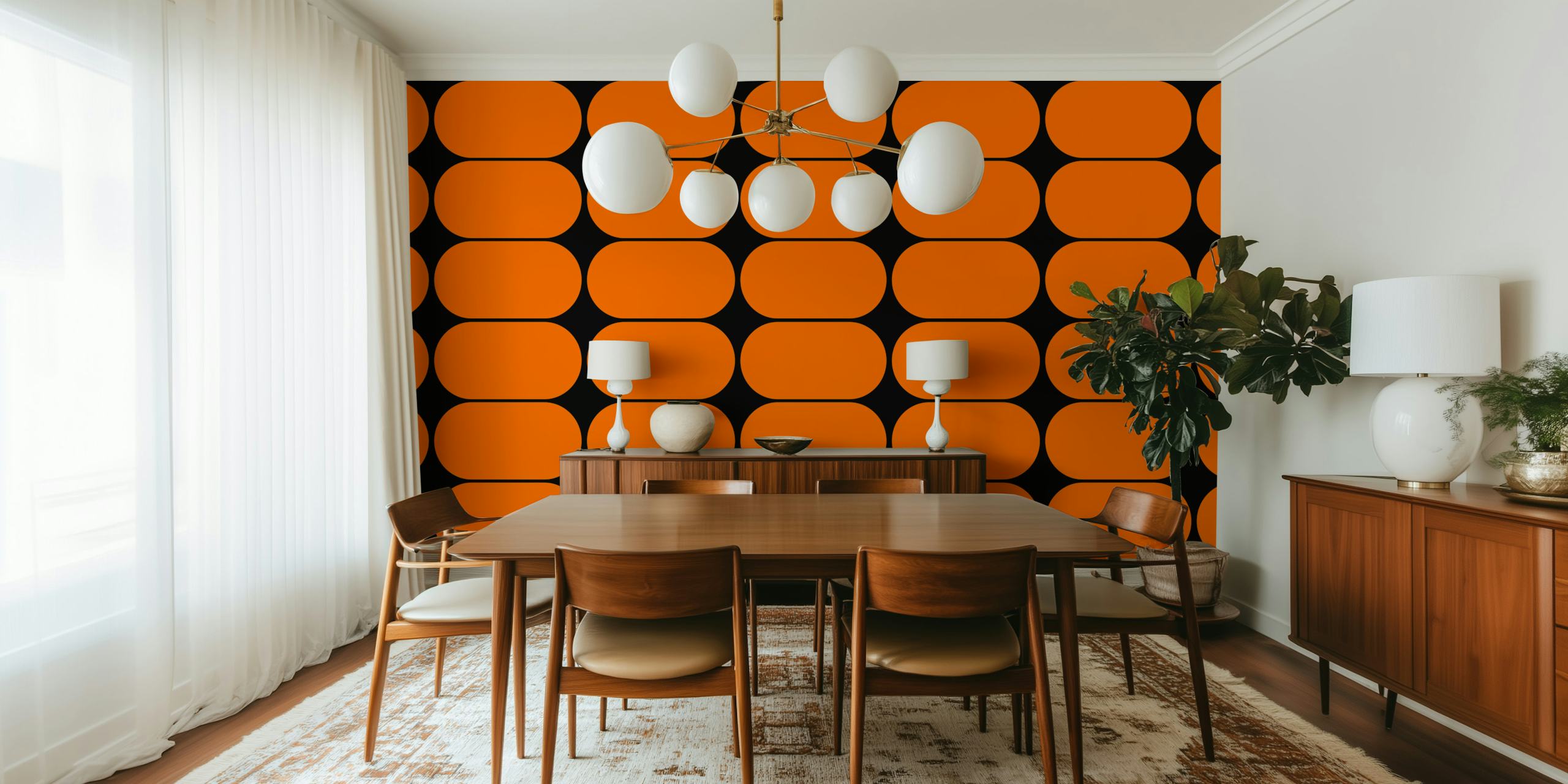Mid-Century Modern Squares tapetti huoneessa