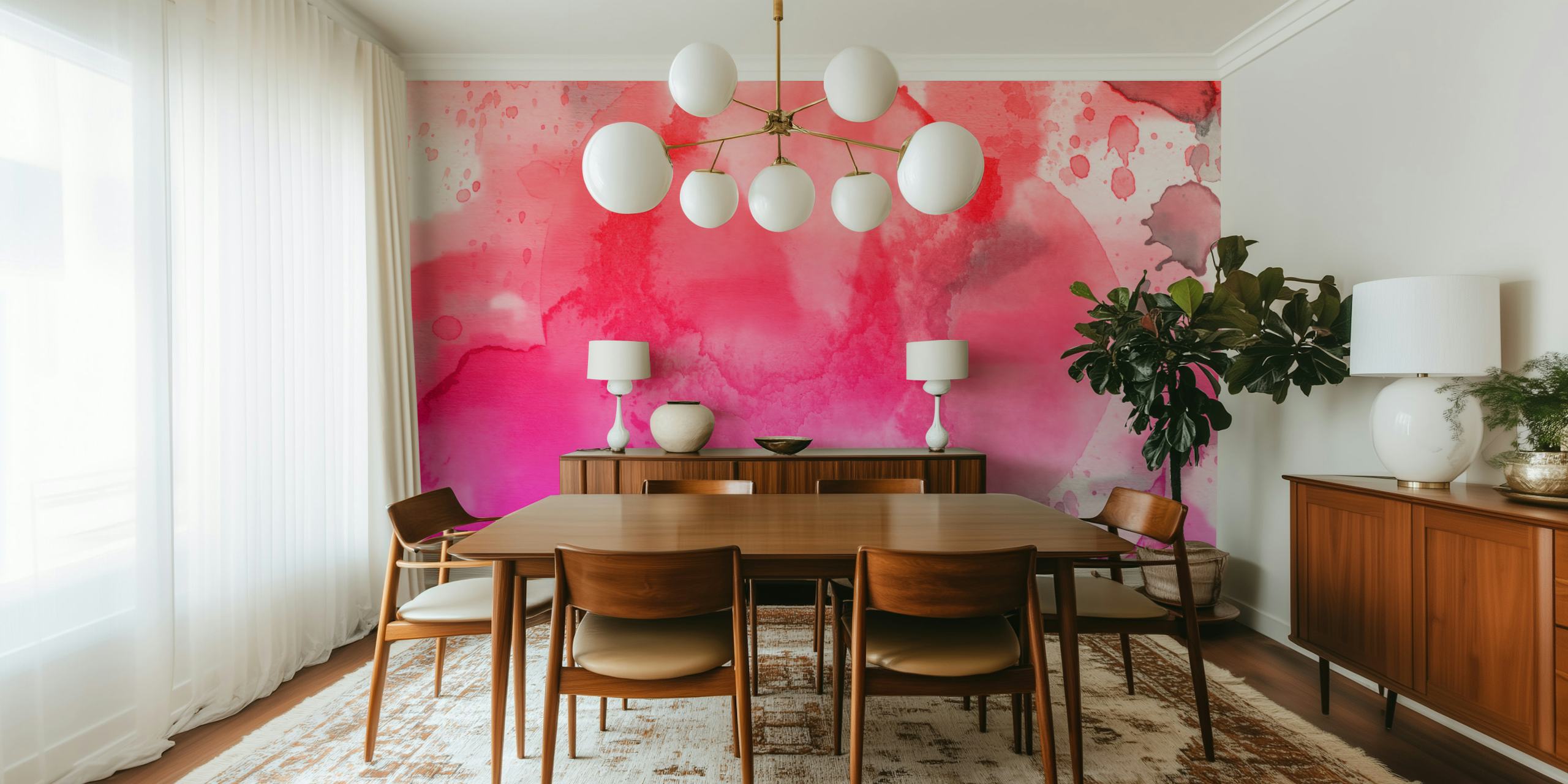 Papel tapiz Blushing Crimson Canvas en una habitación