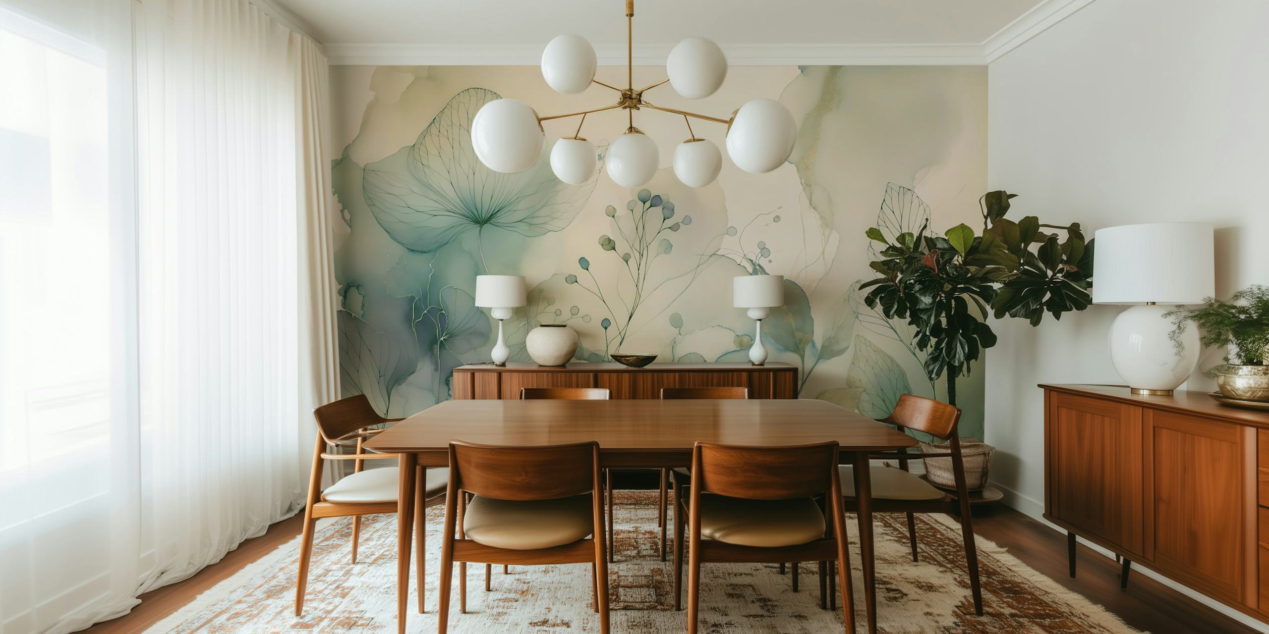 Soft Floral Dreamscape wallpaper in a room