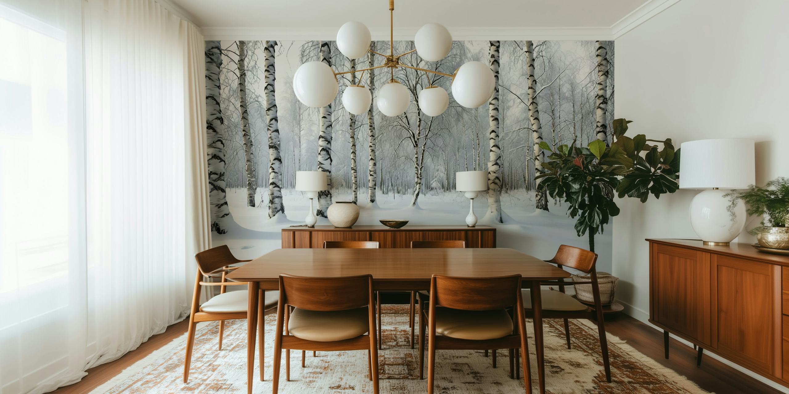 Winter Birch Serenity wallpaper in a room