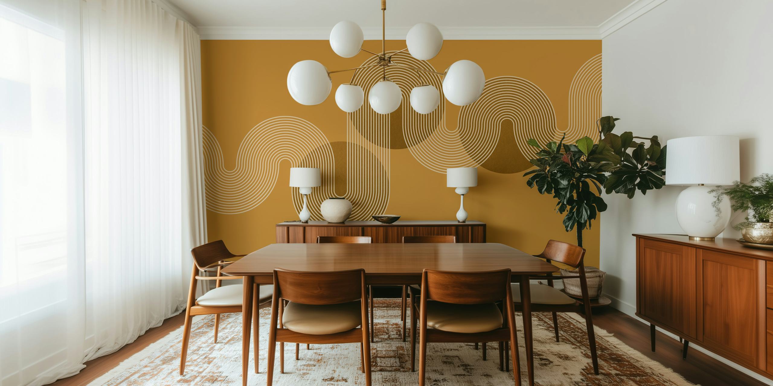Tapeta Golden Waves Elegance v pokoji