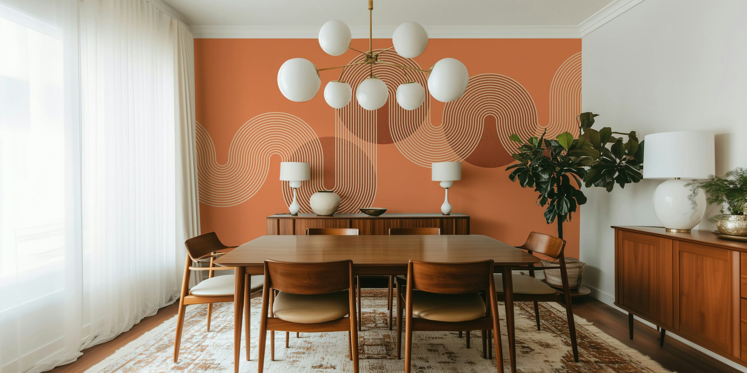 Curved Elegance Art wallpaper in a room