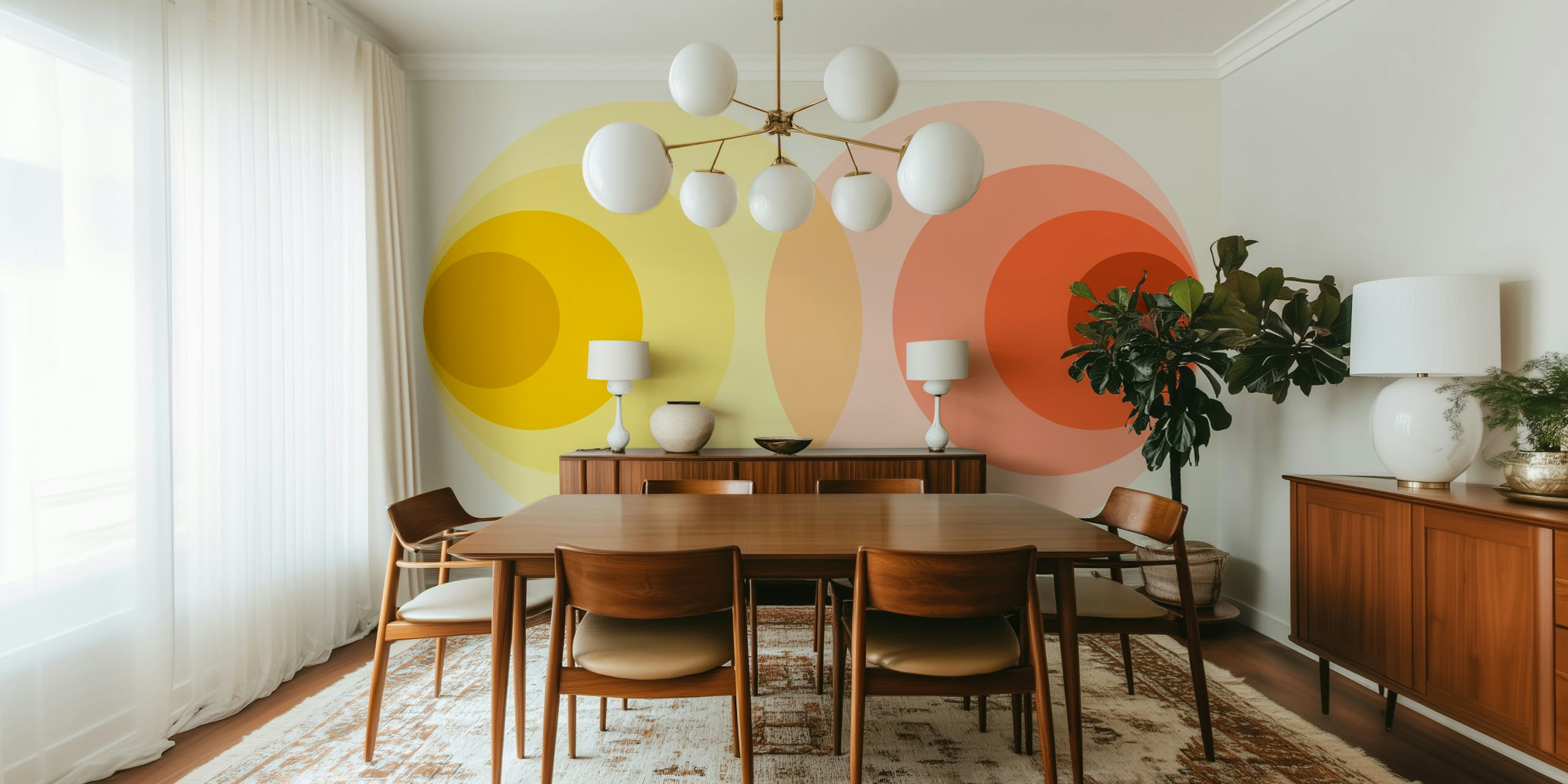 Sunset Hues Abstract wallpaper in a room