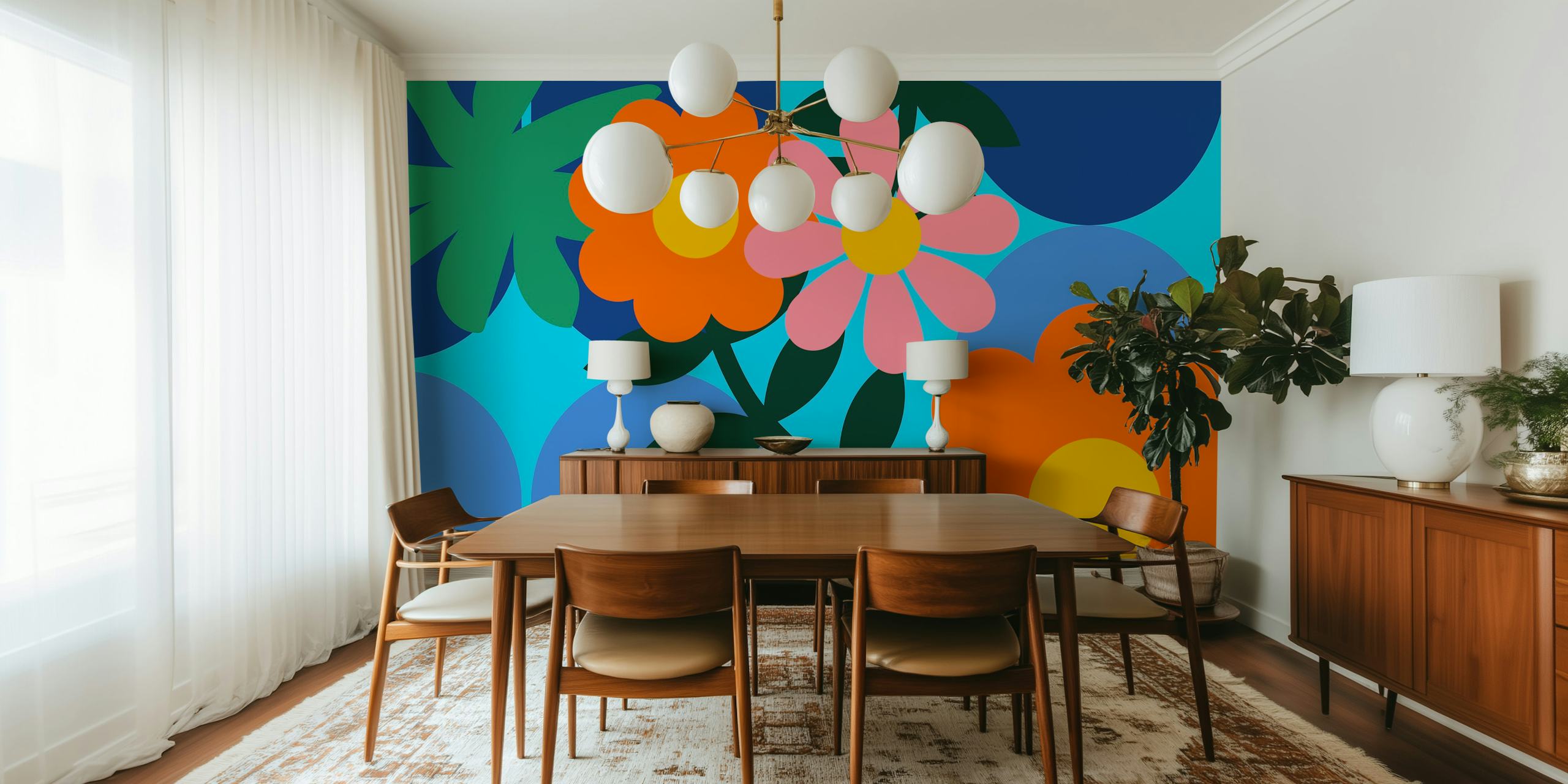 Pop Art Florals wallpaper in a room