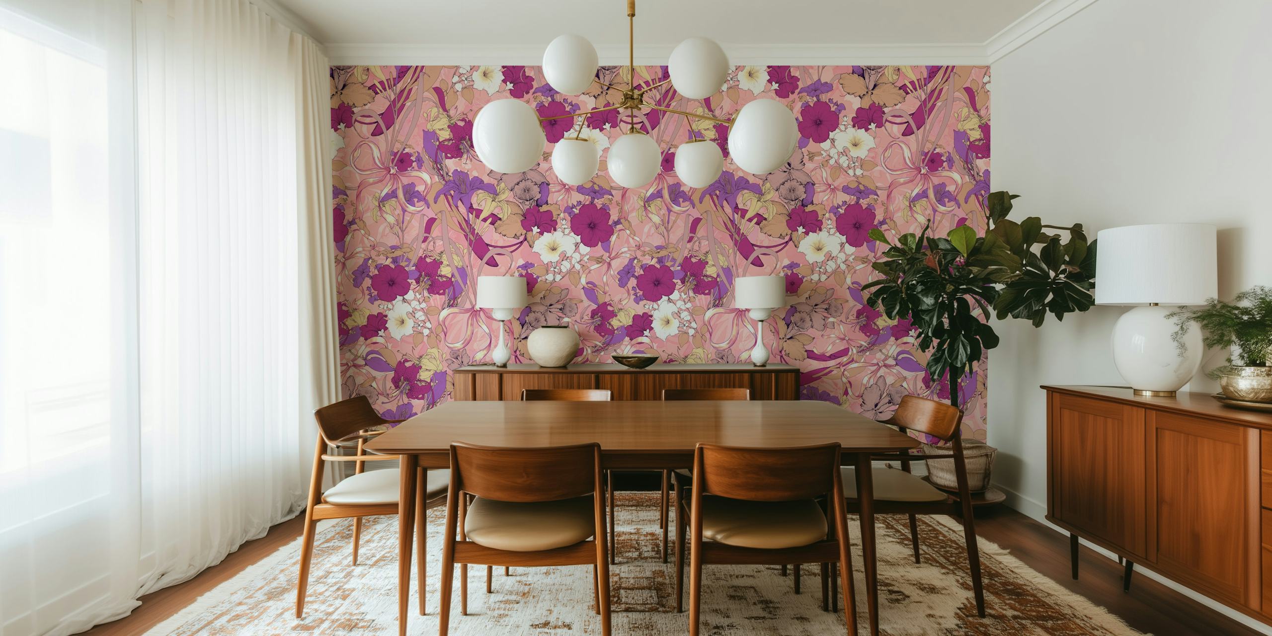 Art Nouveau V floral wallpaper pattern