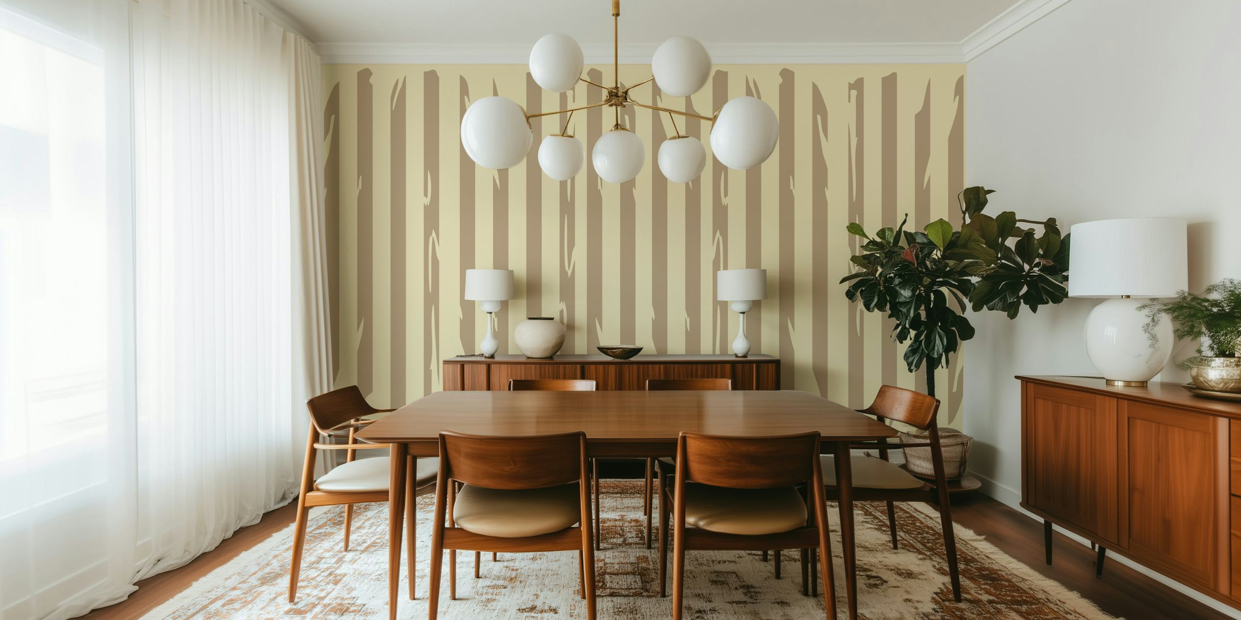Tapeta Beige Abstract Stripes v pokoji