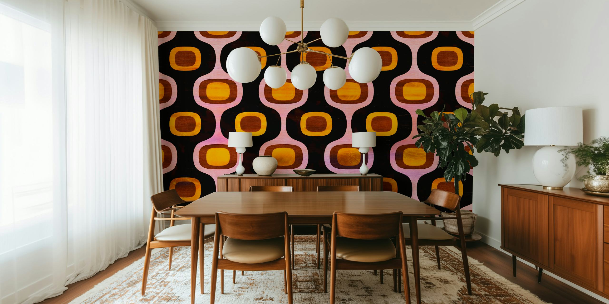 Mid Century Geometry wallpaper in a stylish room