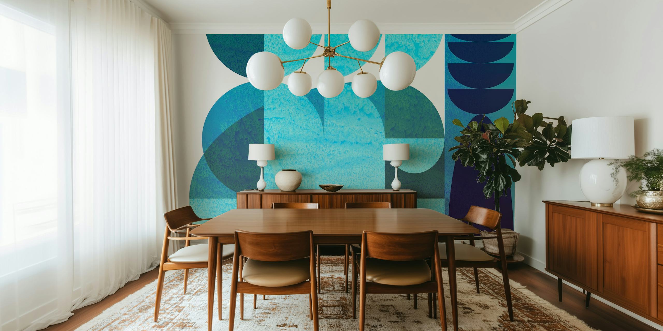 Oceanic Tones Mosaic tapet i et rumindstilling