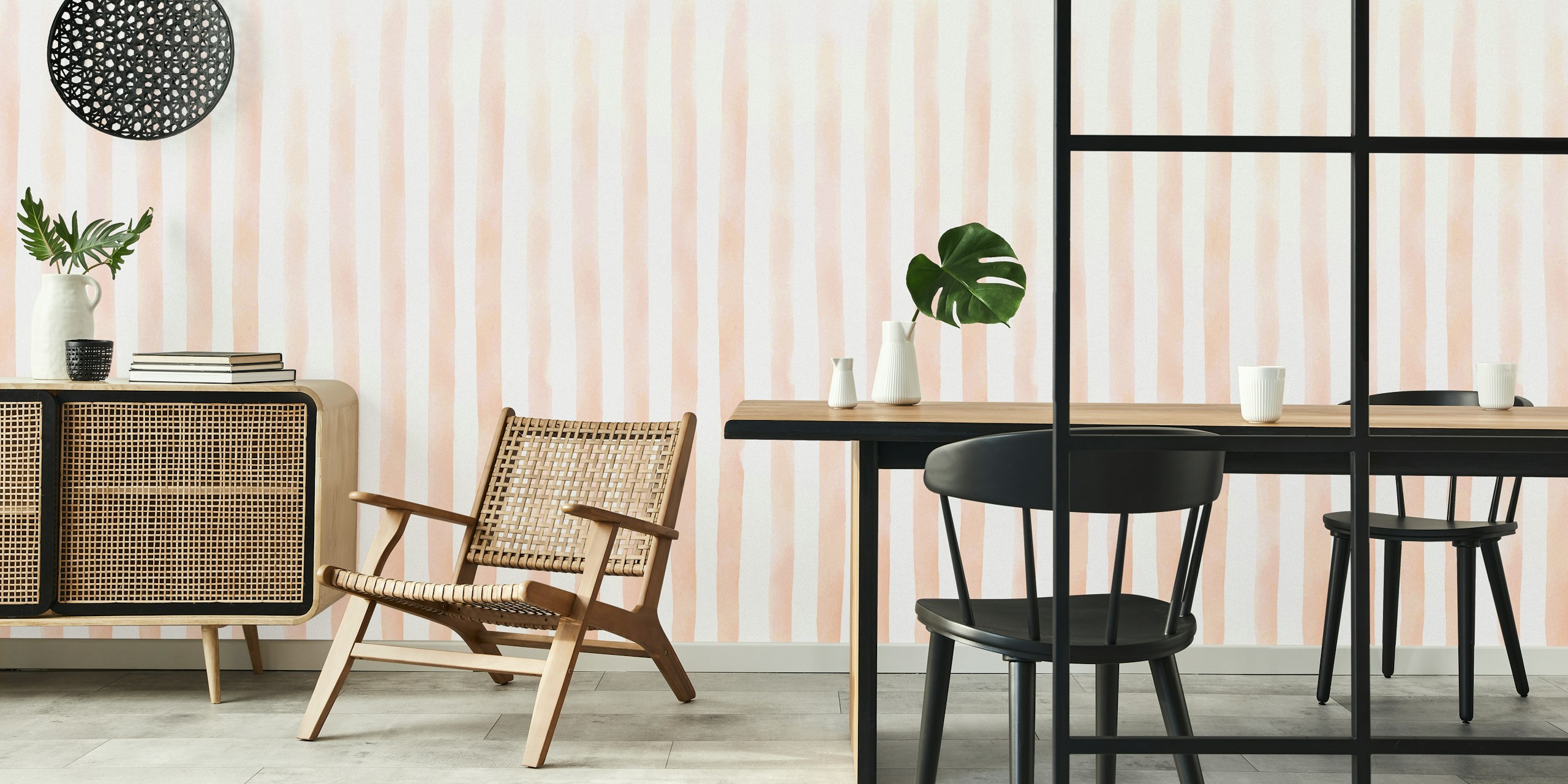 Pastel pink watercolor stripes wallpaper