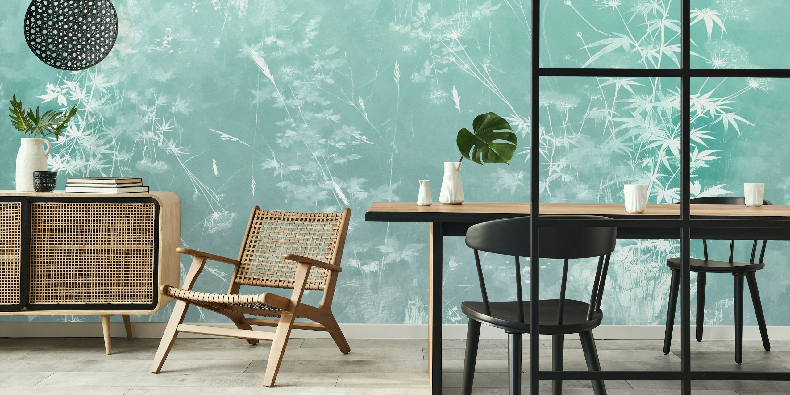 Design de papel de parede Mystic Garden Dreams em um quarto