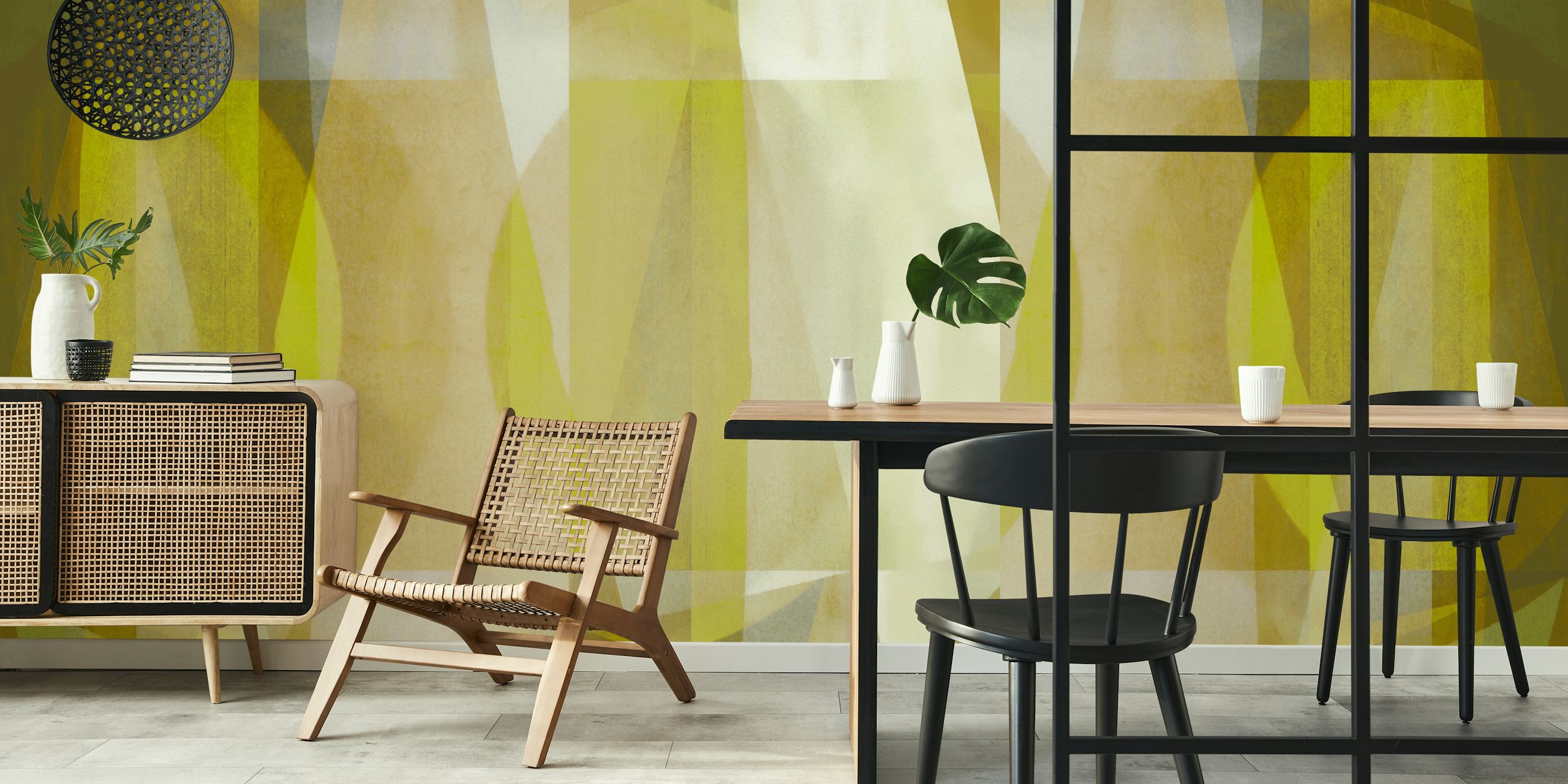 Layered Bauhaus Mosaic wallpaper in an interior
