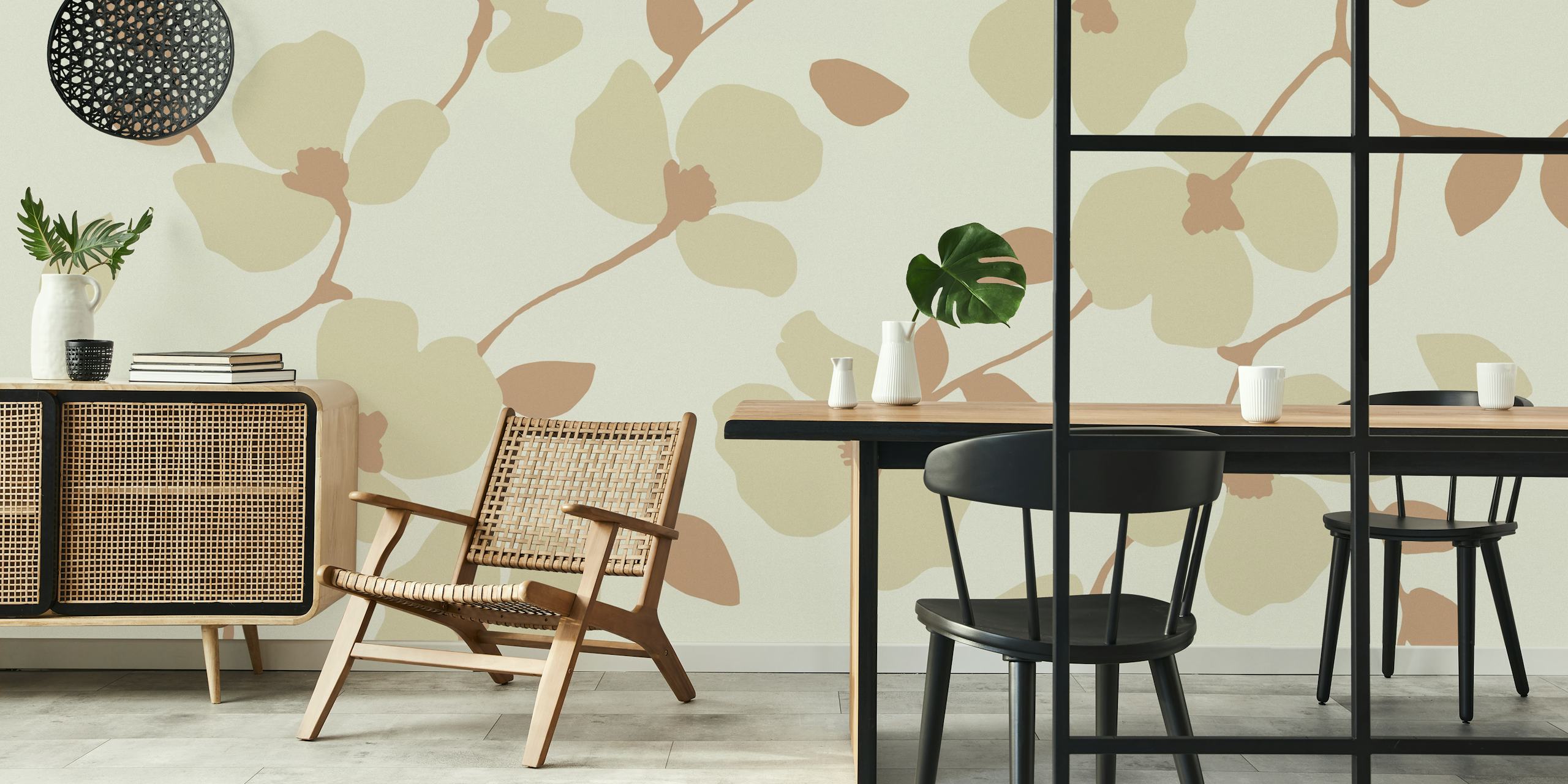 Flower Modern Clean wallpaper in interior setting