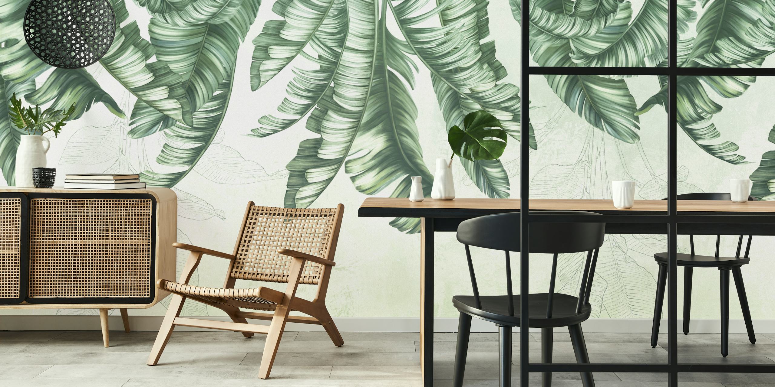 Vibrant Tropical Leaf Design σε ένα δωμάτιο