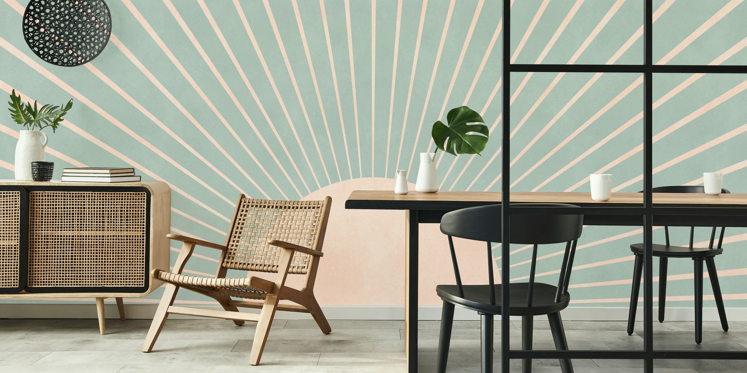 Tapeta Pastel Sunburst Horizon u sobi