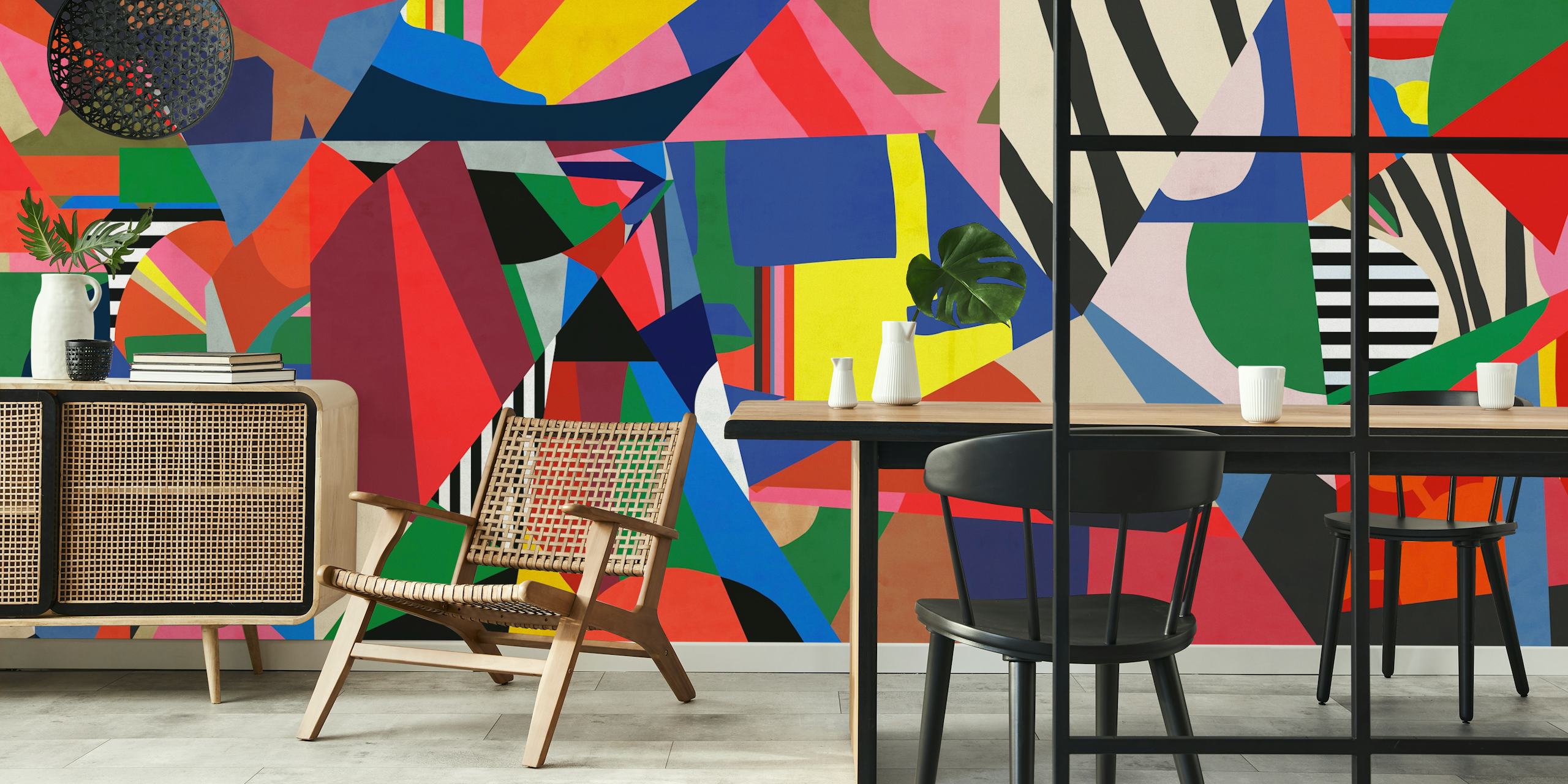 Papier peint Vibrant Geometric Fusion dans une pièce