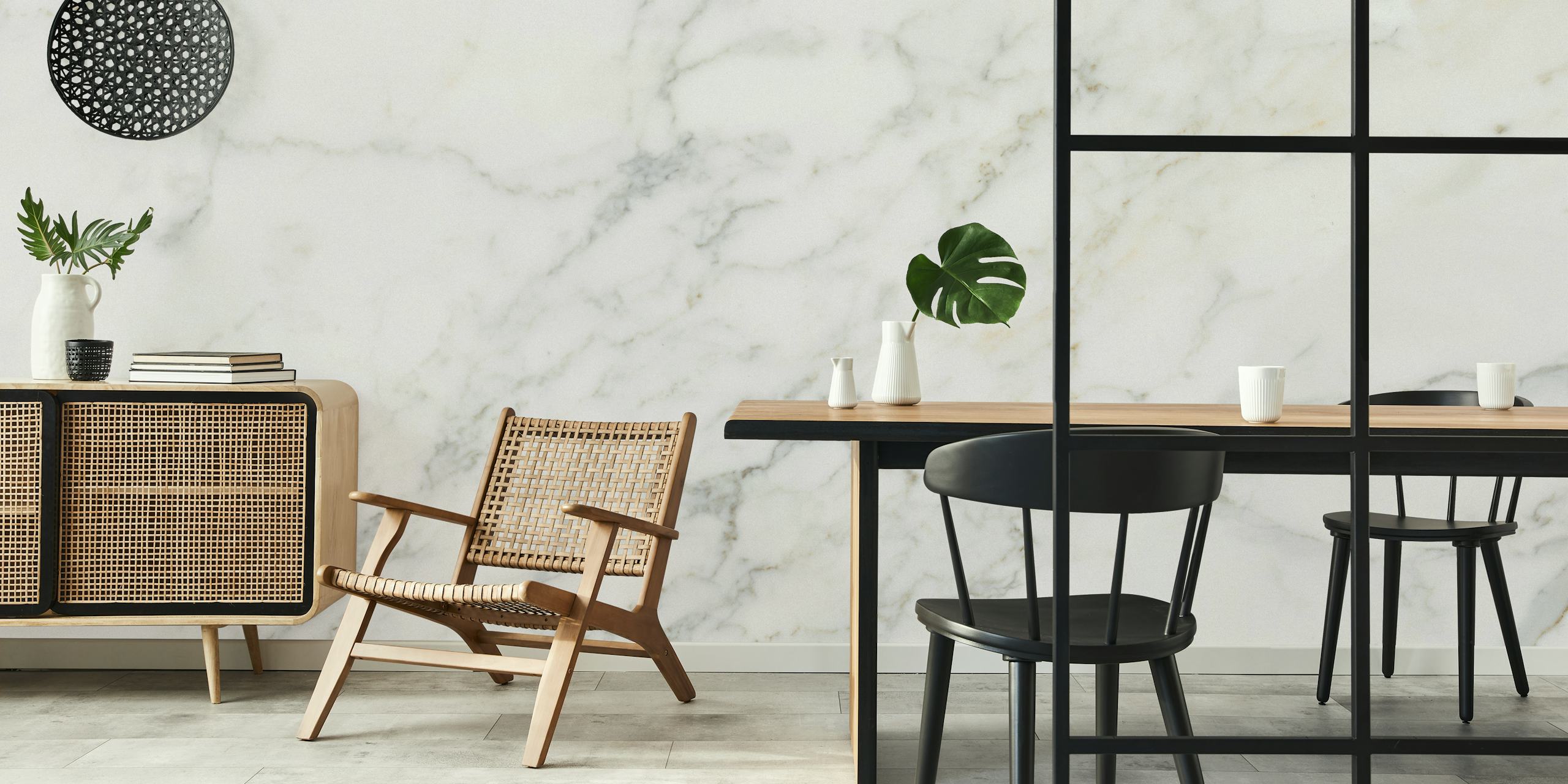 Motif de marbre blanc avec veines grises dans un style élégant wallpaper