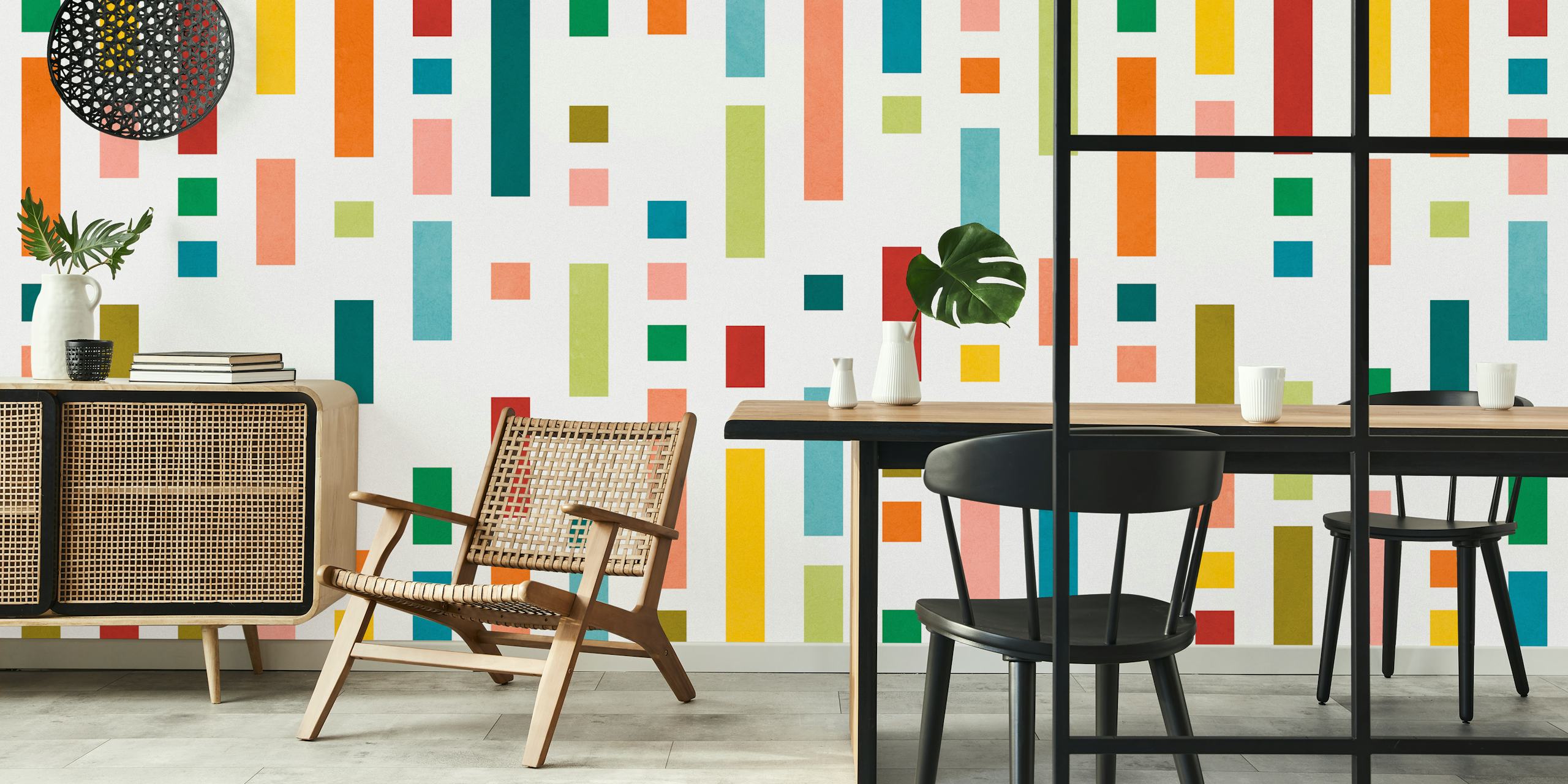 Colorful striped pattern in vibrant colors on white background wallpaper