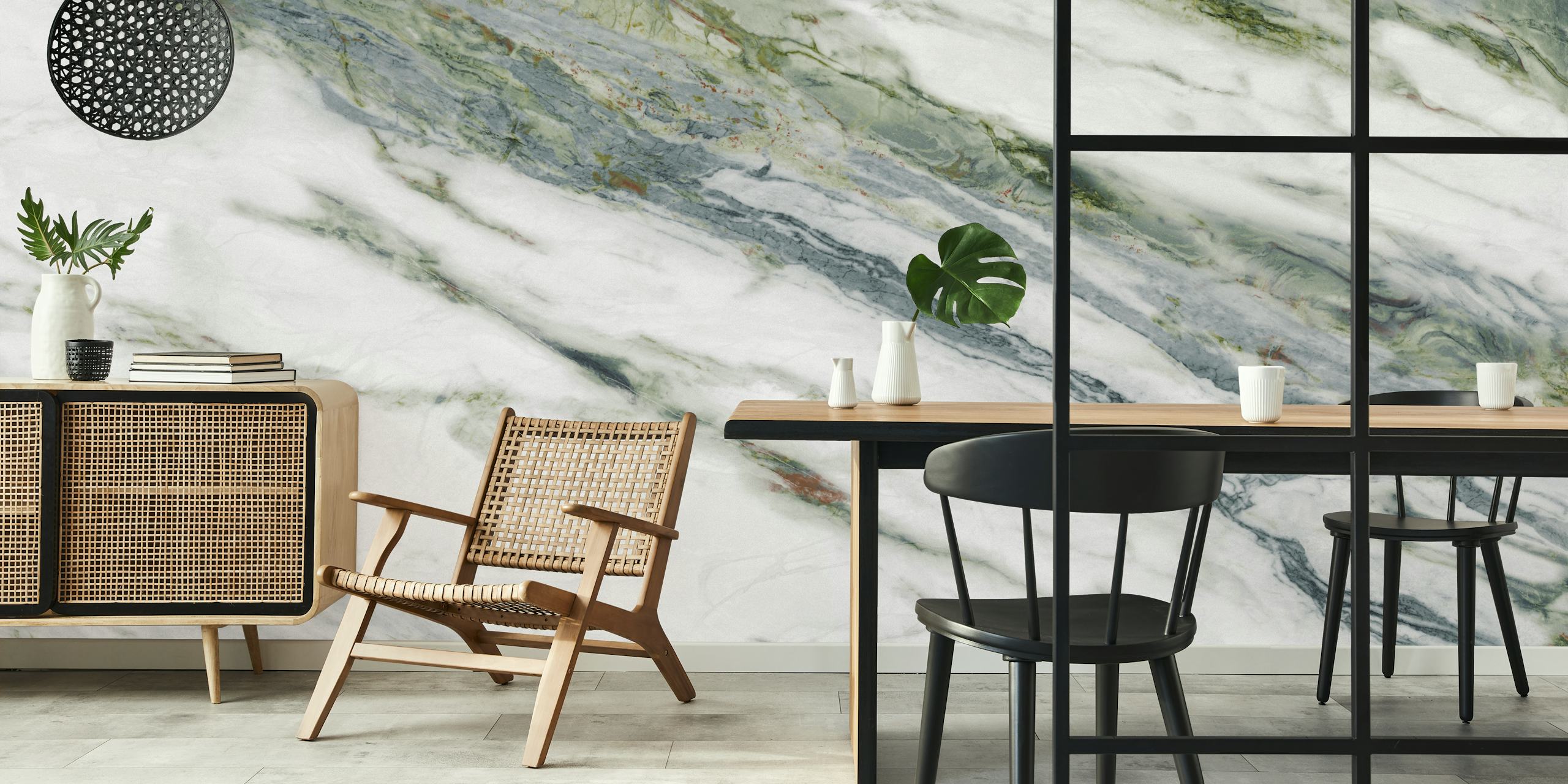 White and green marbled surface wallpaper, marble style