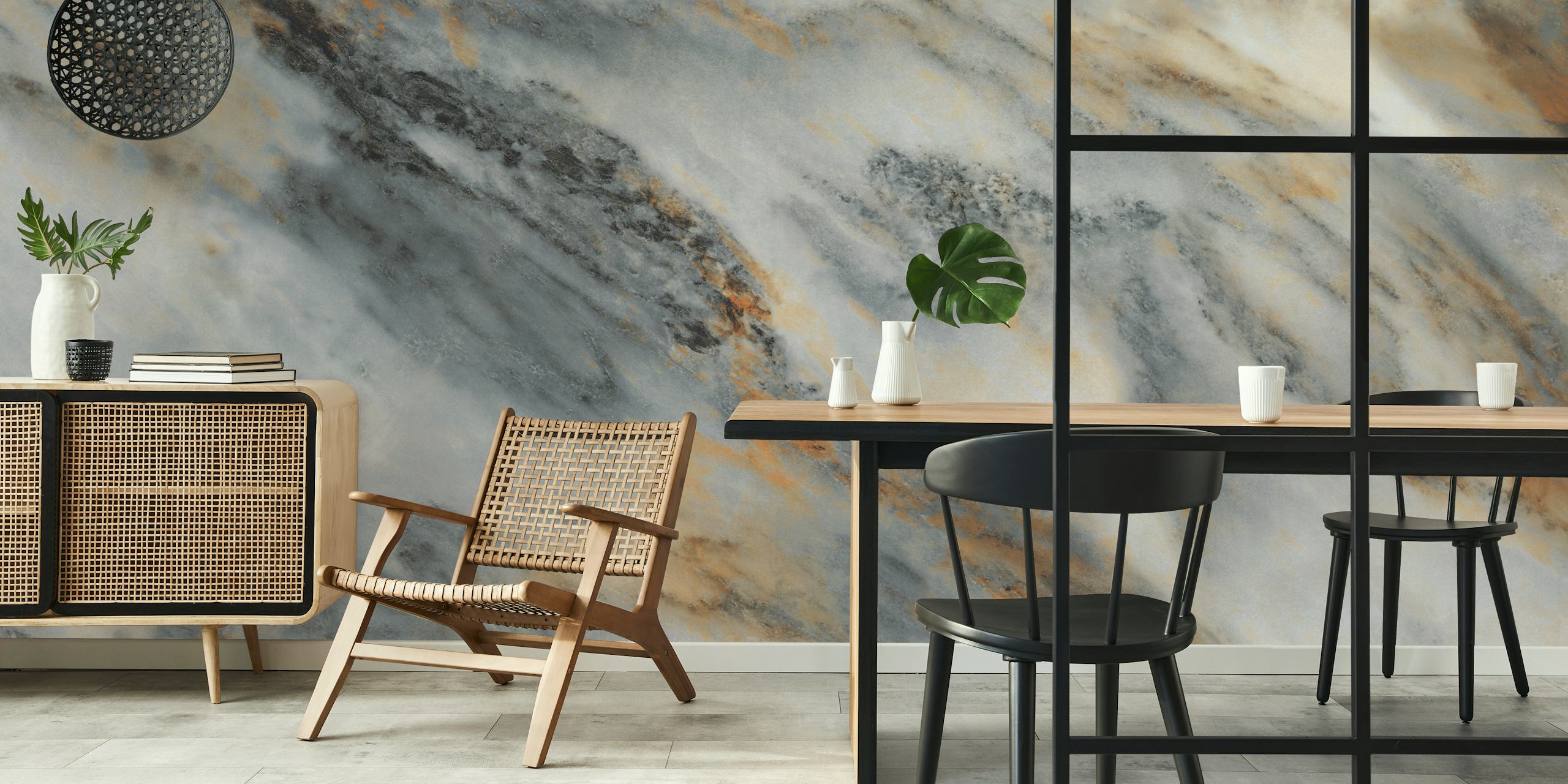 Natural granite rustic stone wallpaper in room