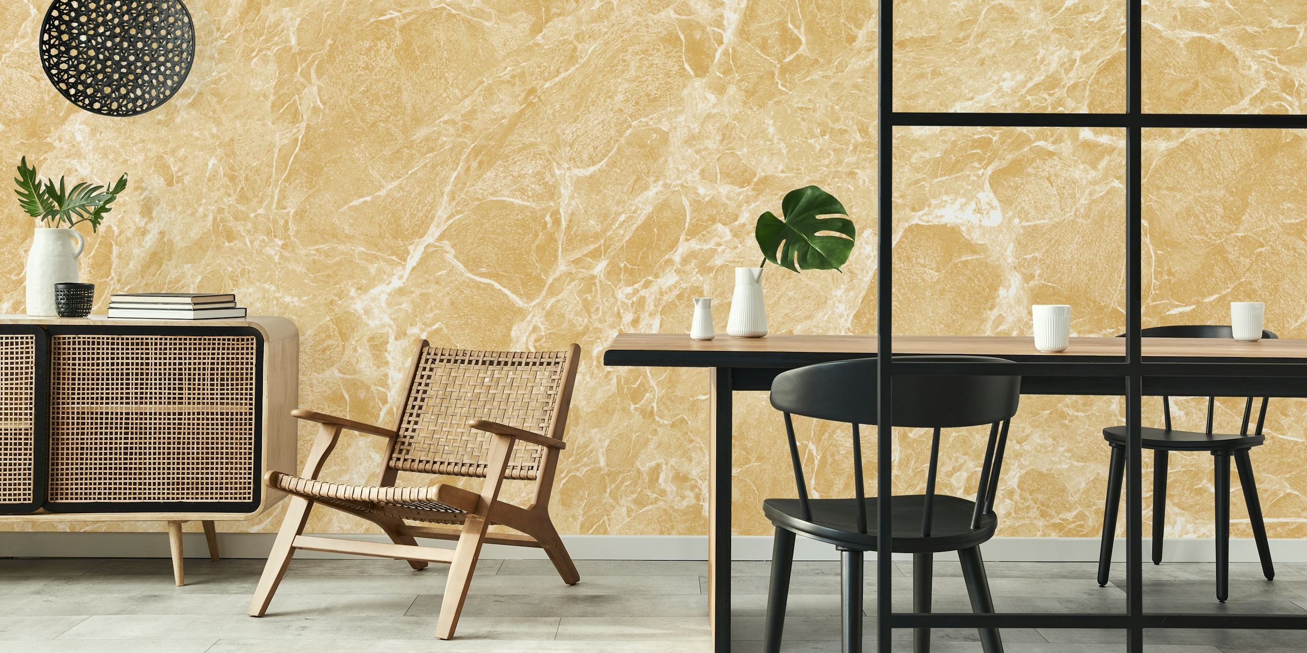 Tapeta Golden Beige Marble Stone v místnosti