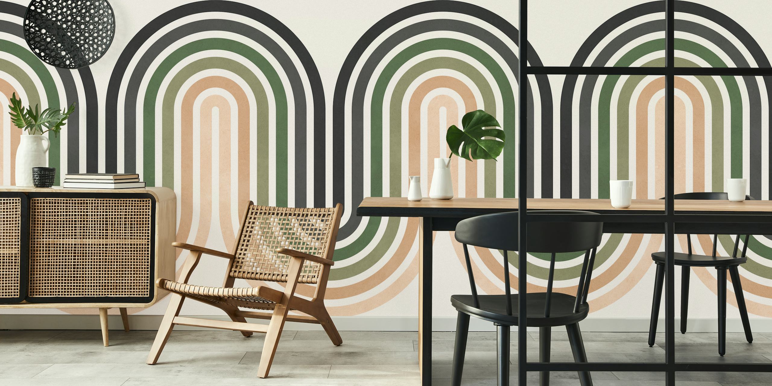 Papel pintado Vintage Curve Design en una habitación