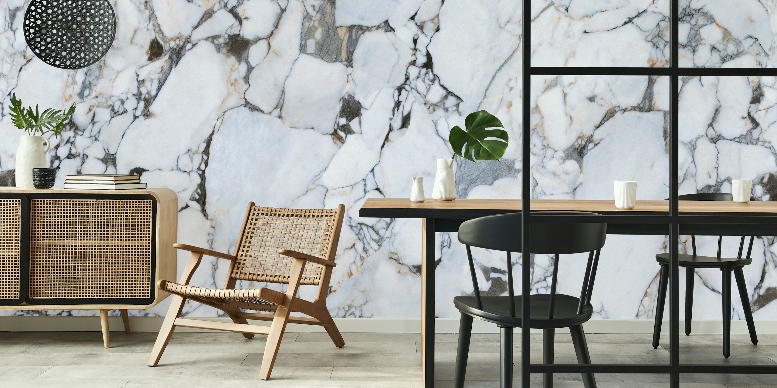 Classic Marble Texture Tapete in einem Raum