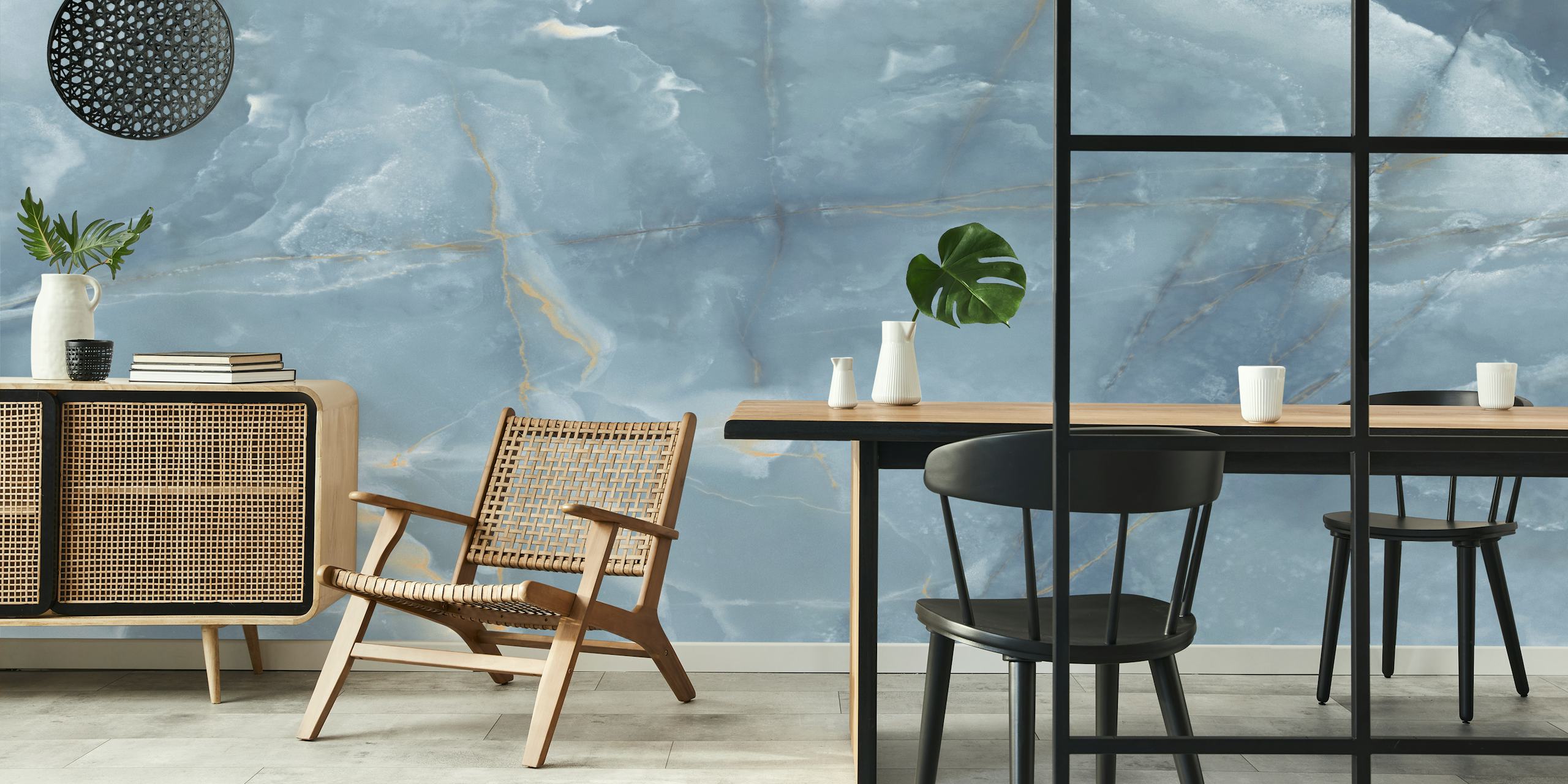 Blue tile stone tapet vist i et rum