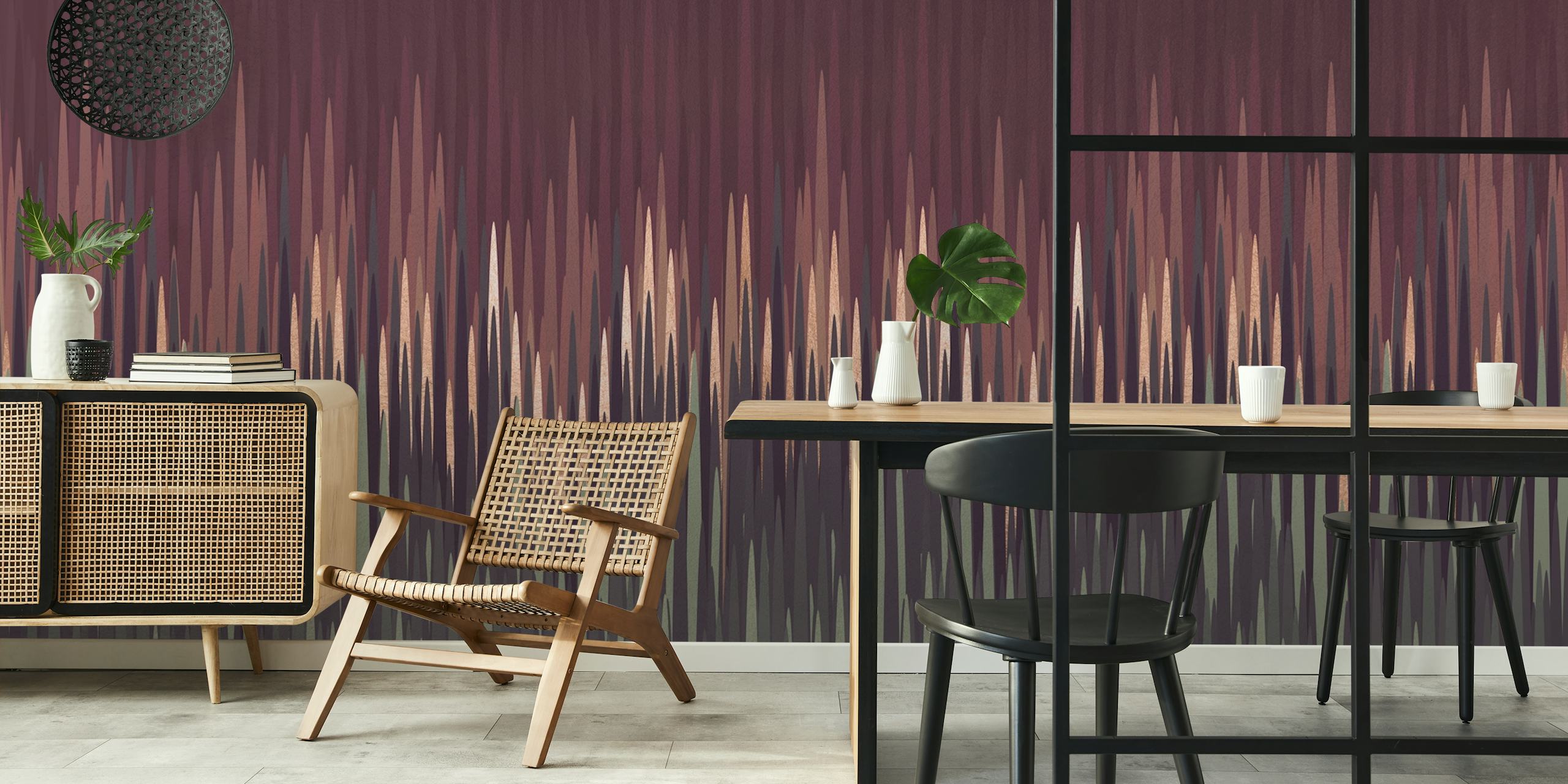 Geometric Wave behang in een stijlvolle kamer
