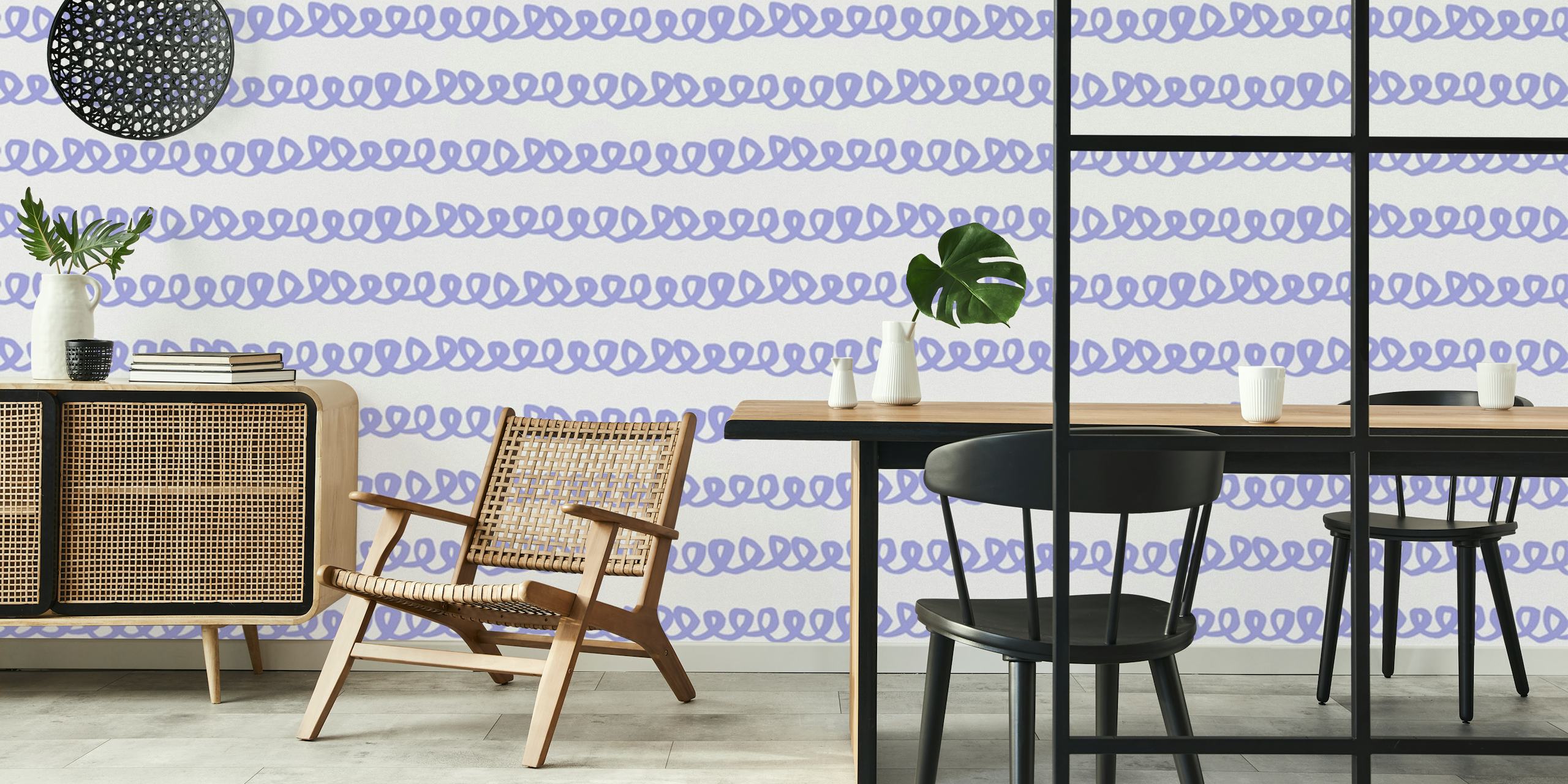 Cornflower Blue Squiggles wallpaper design