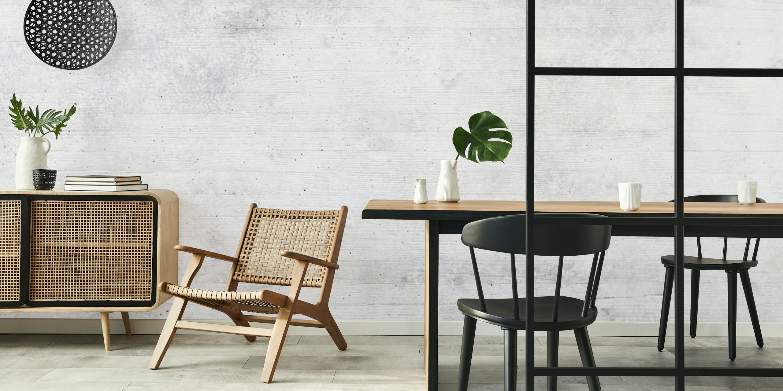 Textured white concrete wallpaper with grainy finish