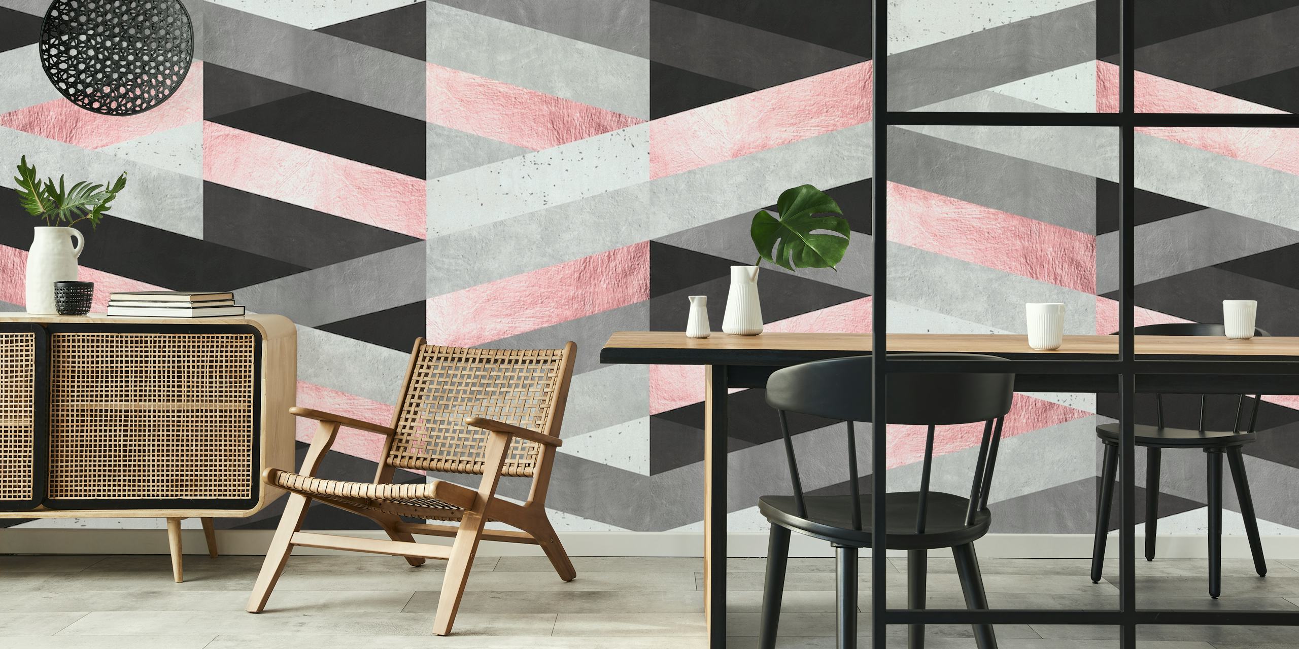 Pink fashion art wallpaper in a modern room