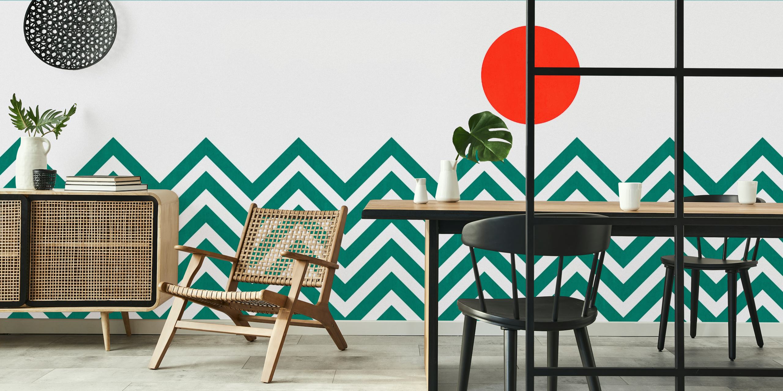 Papel de parede Chevron fashion 04 exibido em uma sala