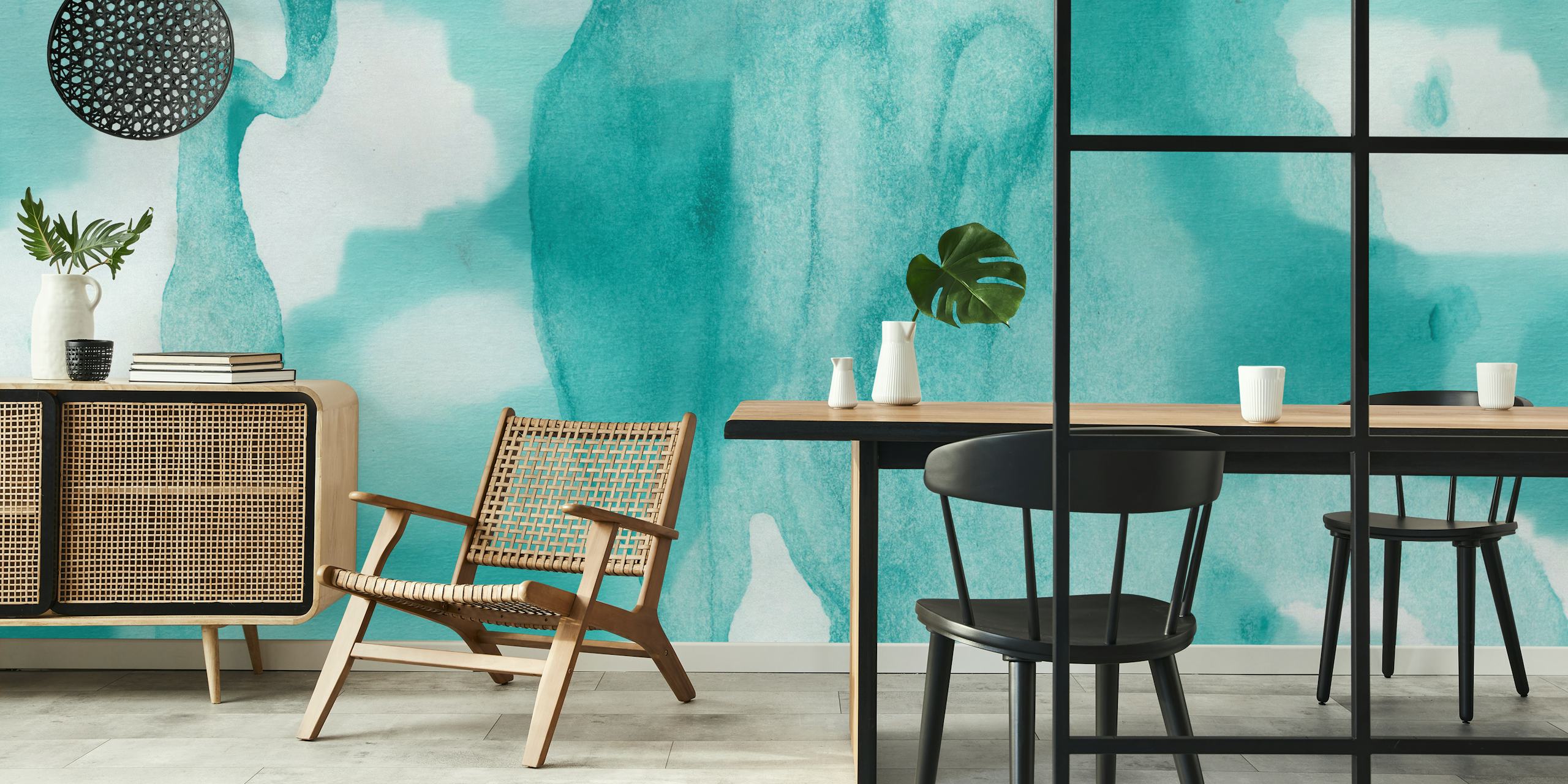 Cosmic Teal wallpaper displayed in a room