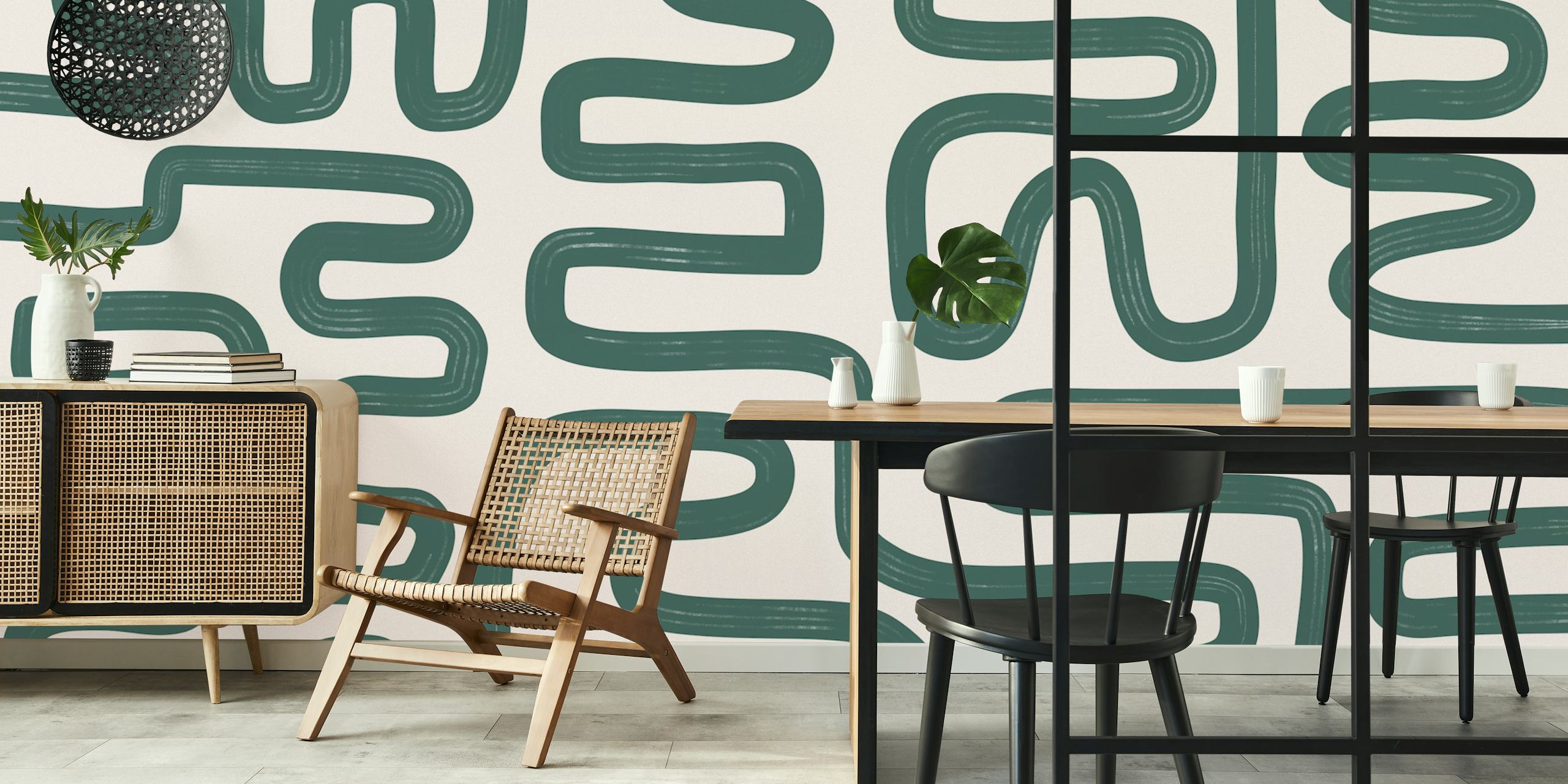Abstract Line Green tapet i et rom