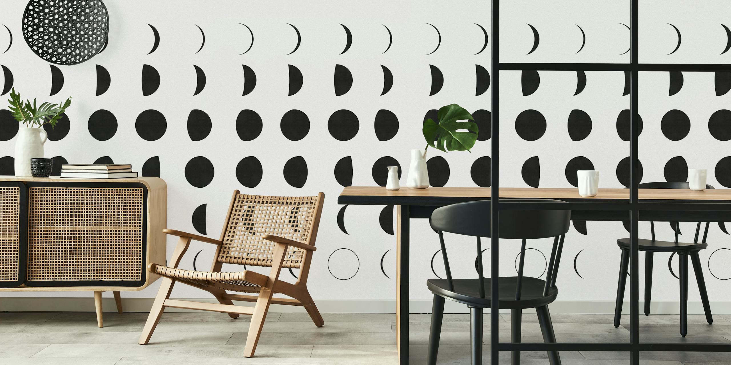 Moon phases tapetti huoneessa